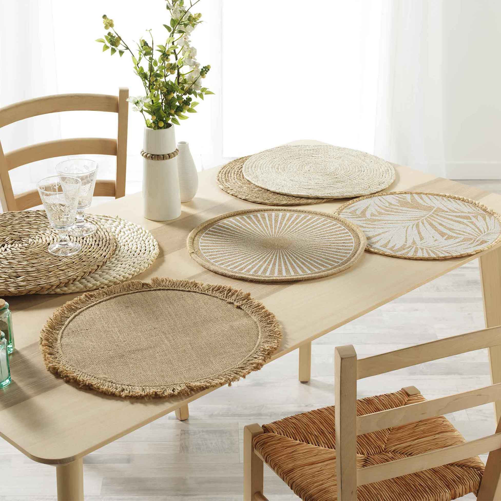 Leaf Print Jute Placemat - 38 cms-household-dining-tablelinen-placemats-image-5