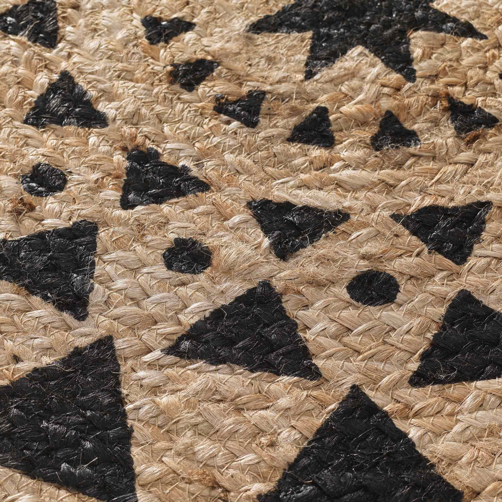 Geometric Print Round Jute Rug -  90 cms-household-rugsandcarpets-rugs-image-4