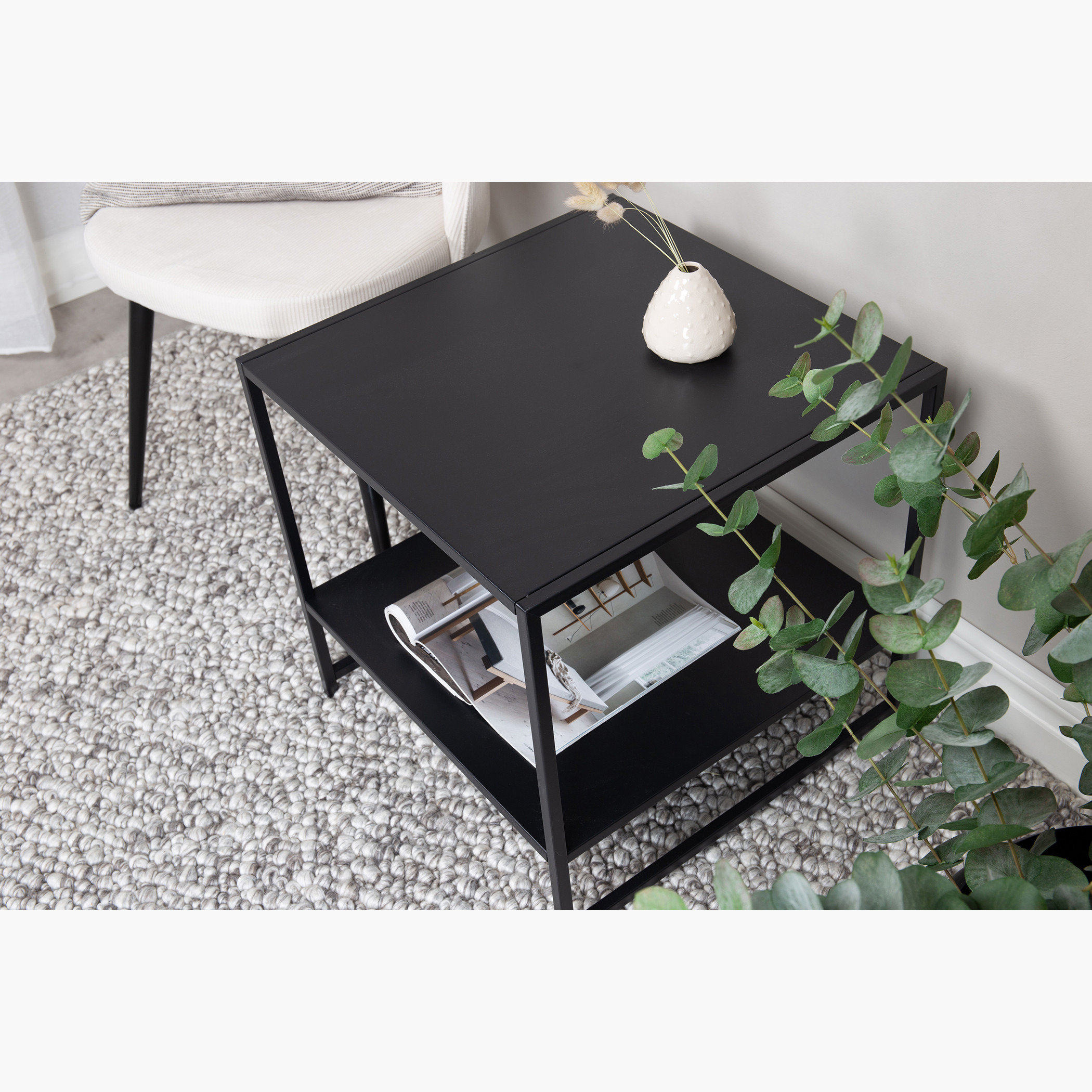 Square Metal Top Side Table with Shelf - 50x50x50 cms-furniture-livingroom-sideandendtables-image-3