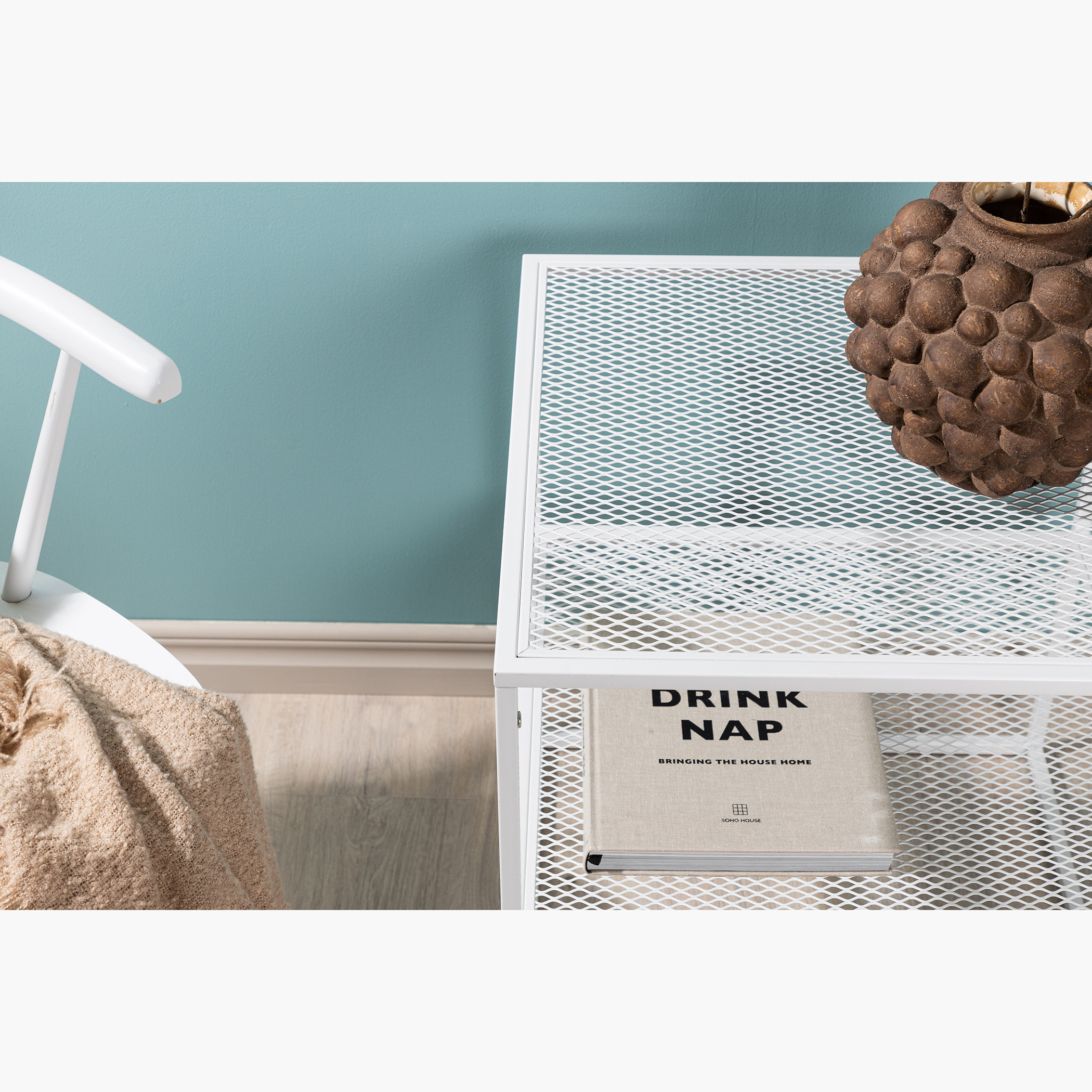 Square Metal Top Side Table with Shelf - 55x55x60 cms-furniture-livingroom-sideandendtables-image-3