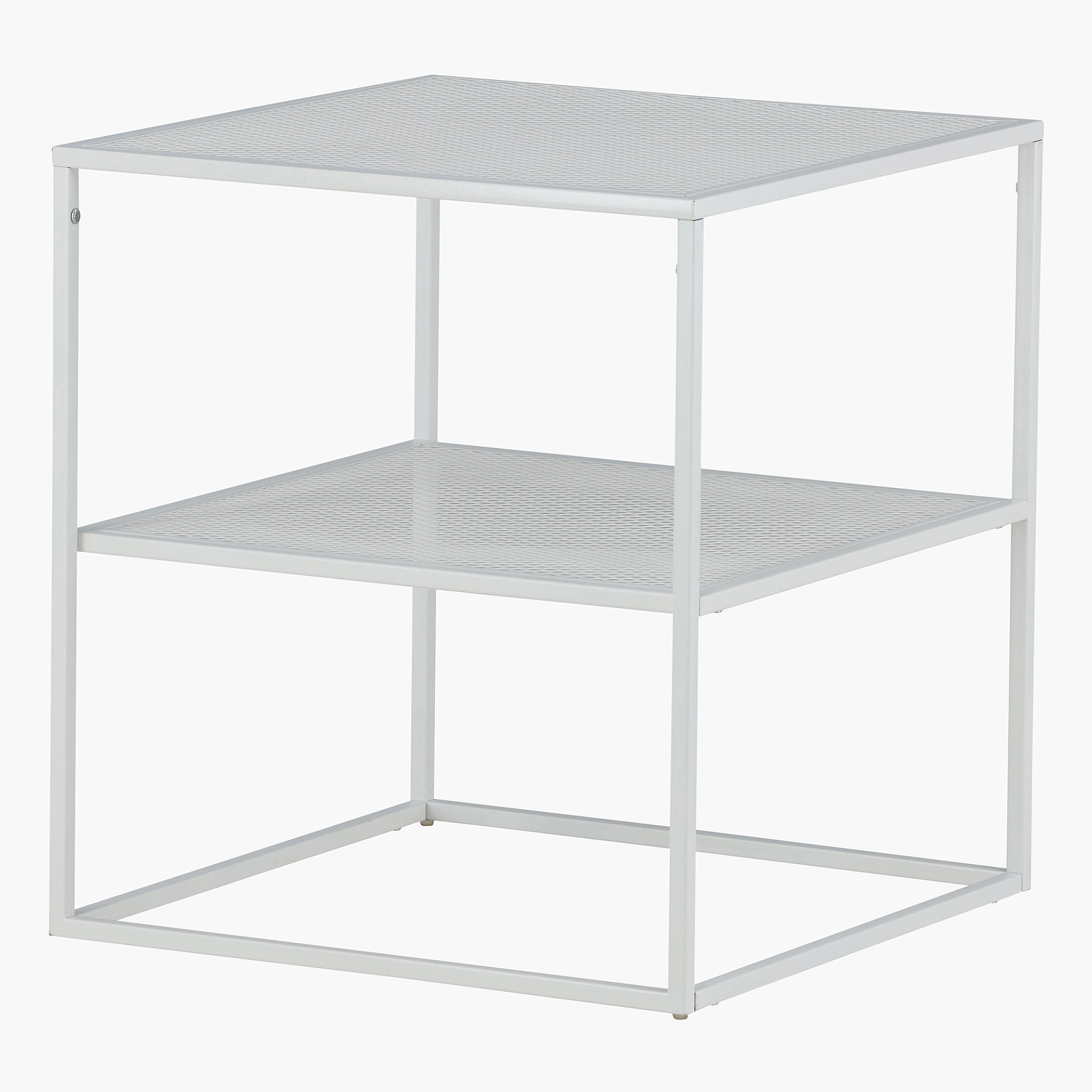 Square Metal Top Side Table with Shelf - 55x55x60 cms-furniture-livingroom-sideandendtables-image-5