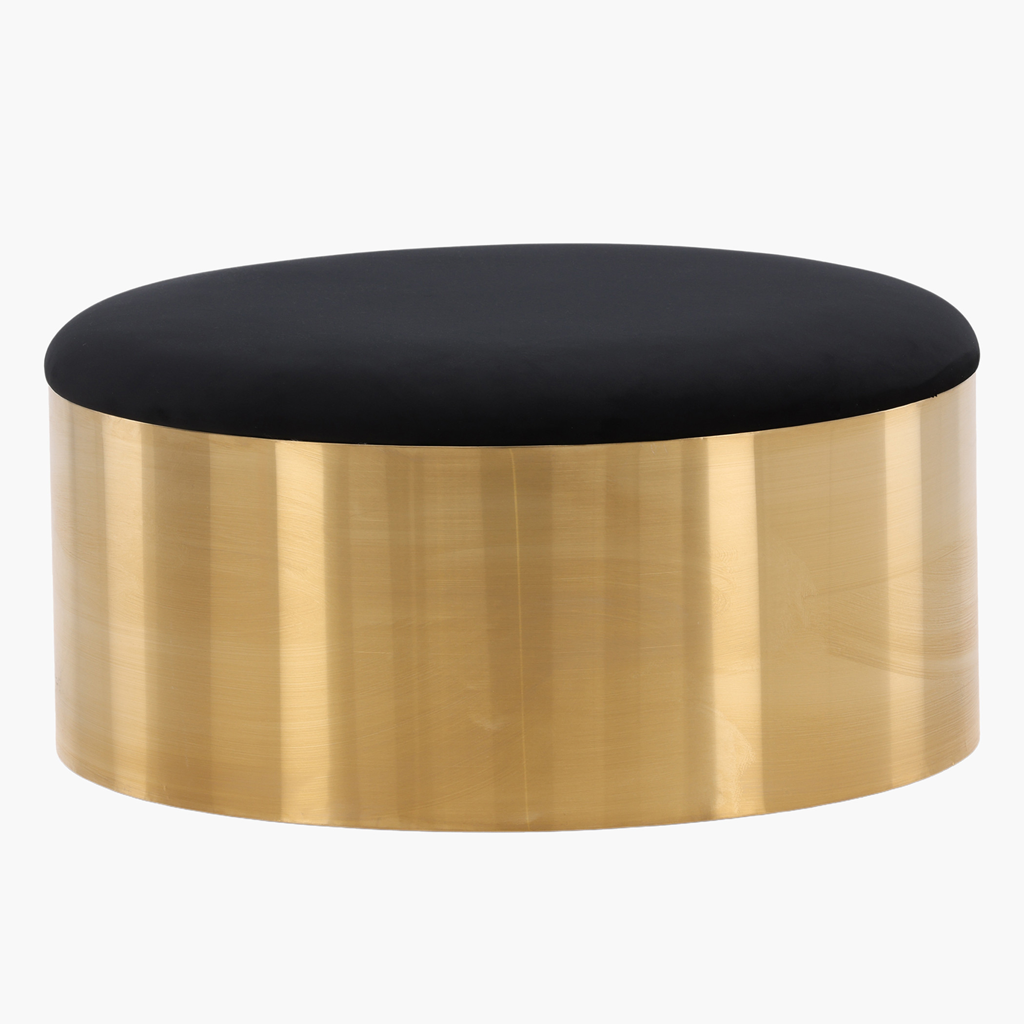 Velvet Upholstered Round Ottoman - 75x36 cms-furniture-sofaandseating-ottomansbeanbagsandpoufs-image-2
