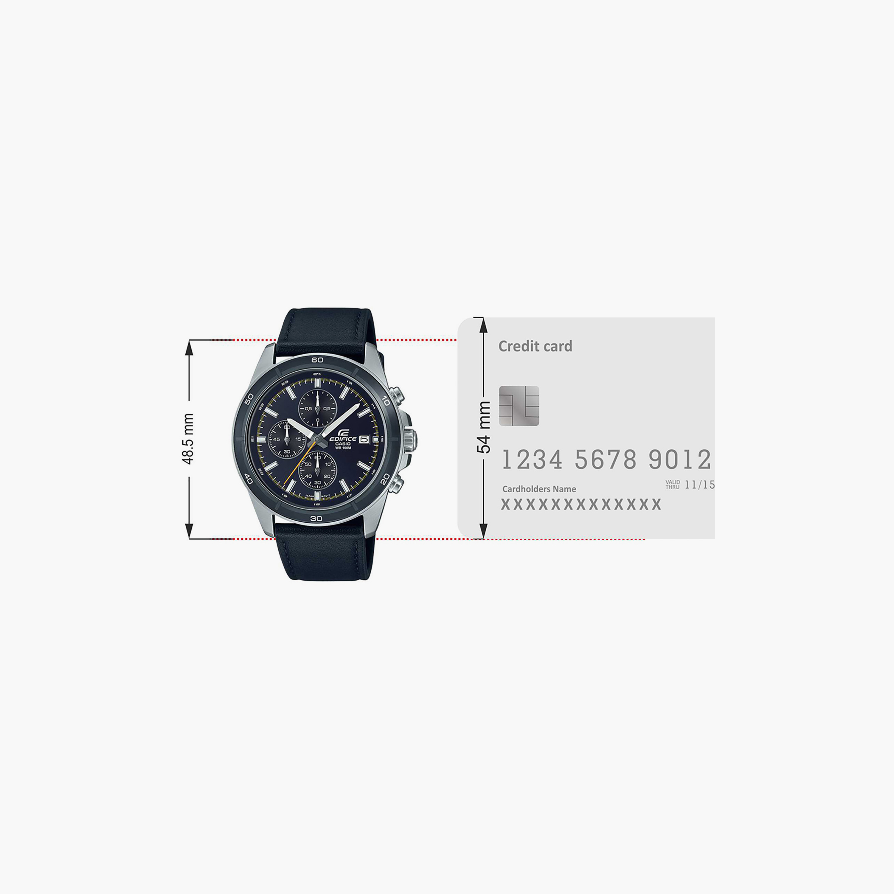Edifice Men's Black Chronograph Leather Strap Watch | EFR-526L-2CVUDF | 44 MM-men-watchesandjewellery-watches-image-4