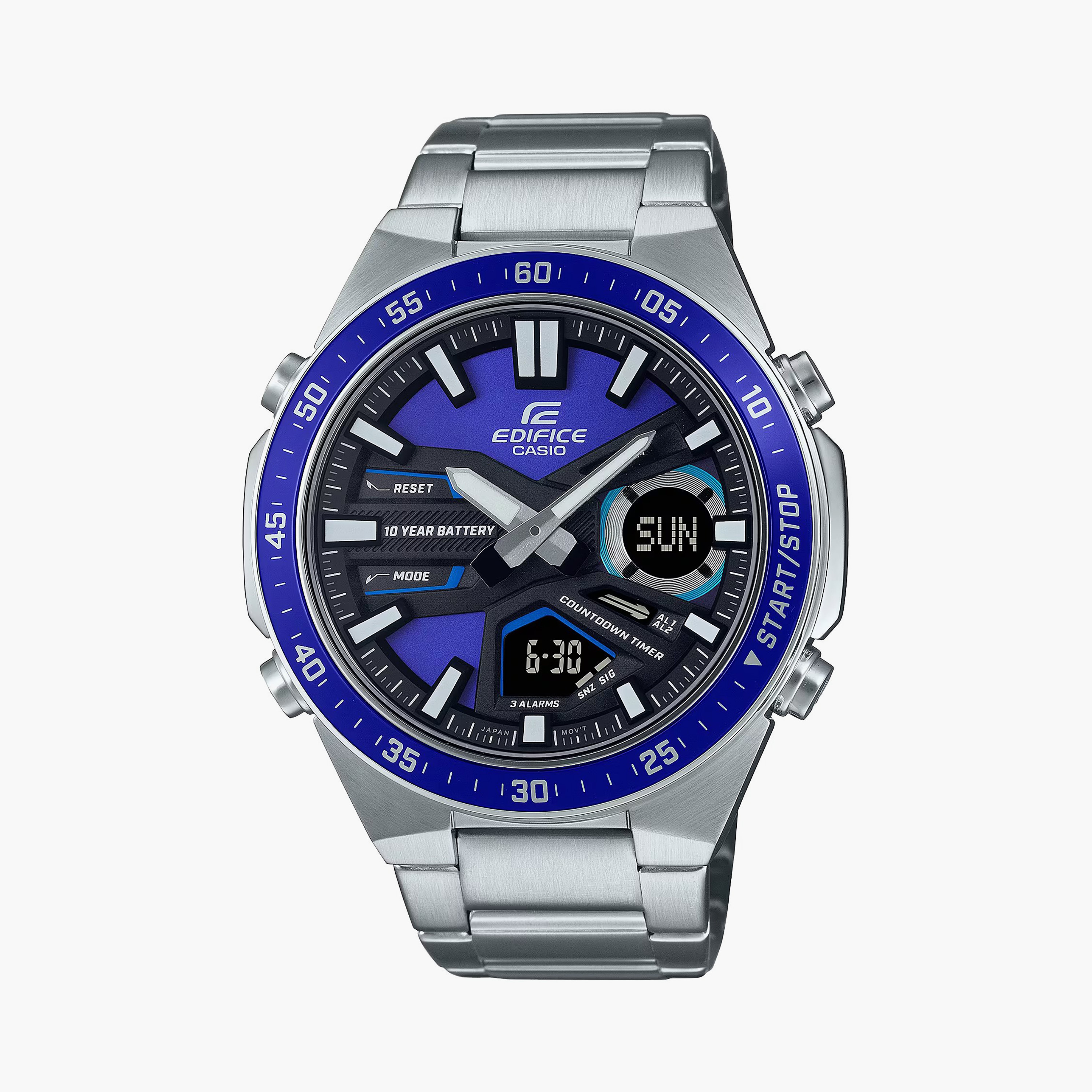  EFV-C110D-2AVDF | ساعة أنالوج فضية رقمية بسوار ستانلس ستيل من اديفيس للرجال-men-watchesandjewellery-watches-image-1