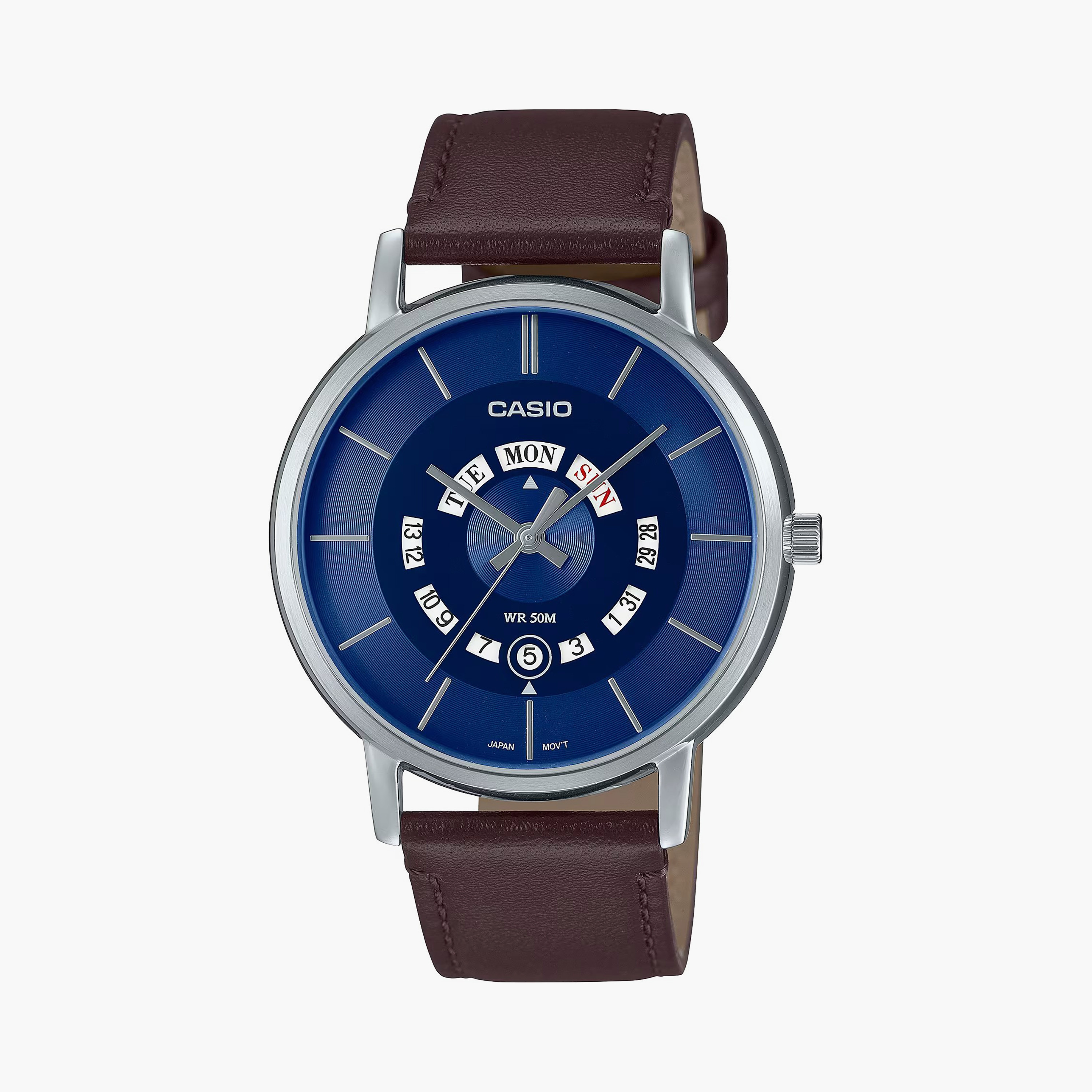 Casio Men's Brown Analog Leather Strap Watch | MTP-B135L-2AVDF-men-watchesandjewellery-watches-image-1