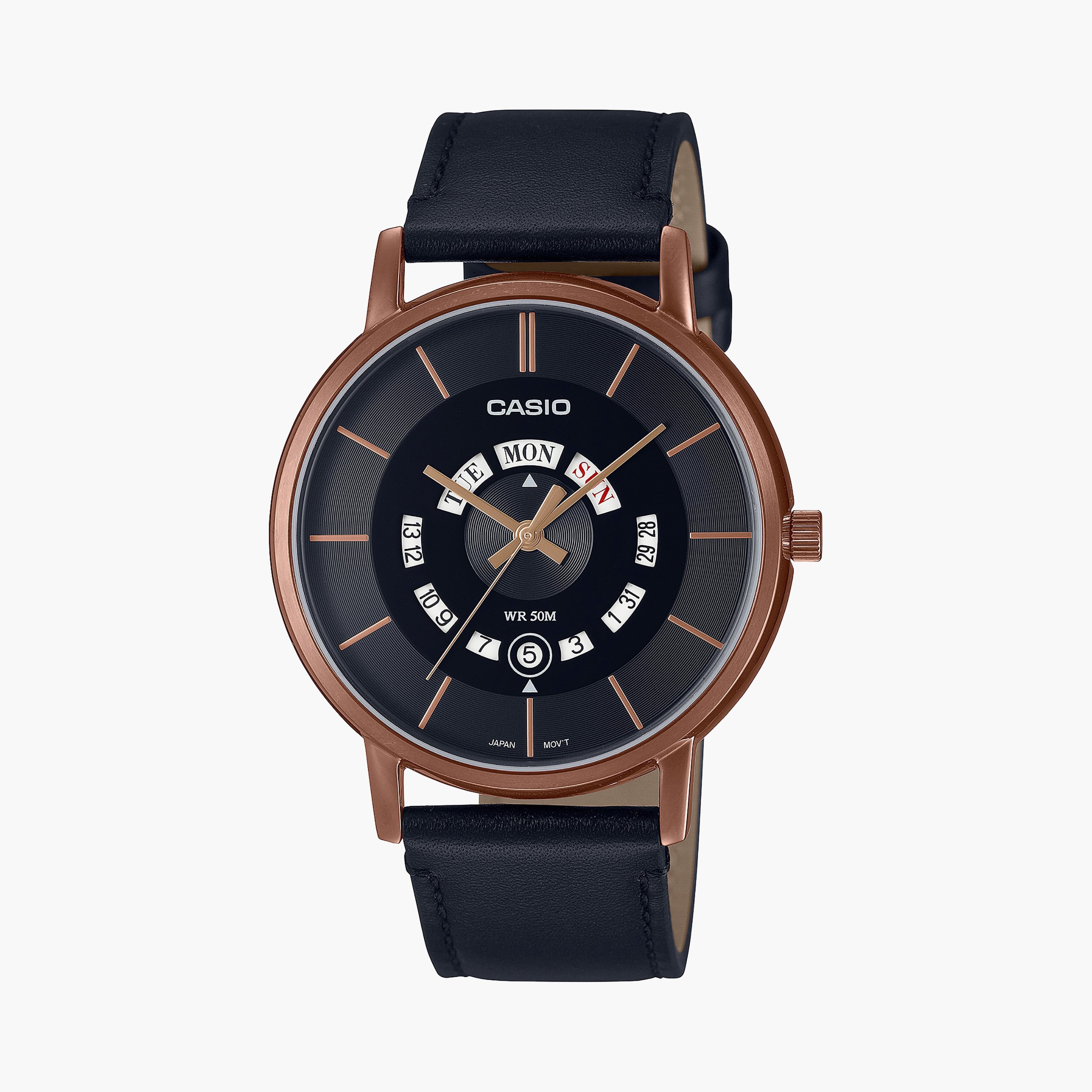  MTP-B135RL-1AVDF | ساعة أنالوج بسوار جلدي اسود للرجال من كاسيو-men-watchesandjewellery-watches-image-1