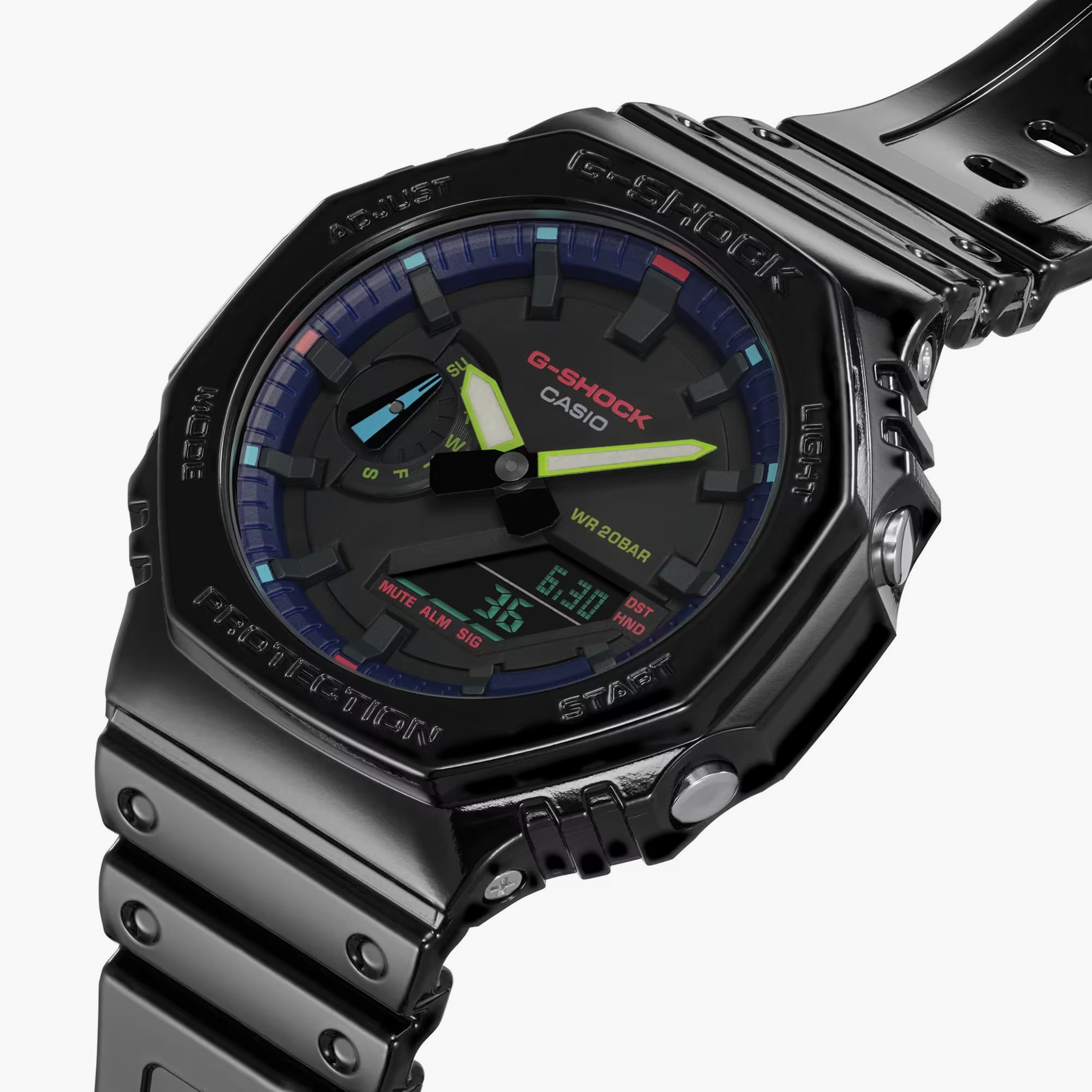 G-Shock Unisex Black Analog-Digital Silicone Strap Watch | GA-2100RGB-1ADR-men-watchesandjewellery-watches-image-3