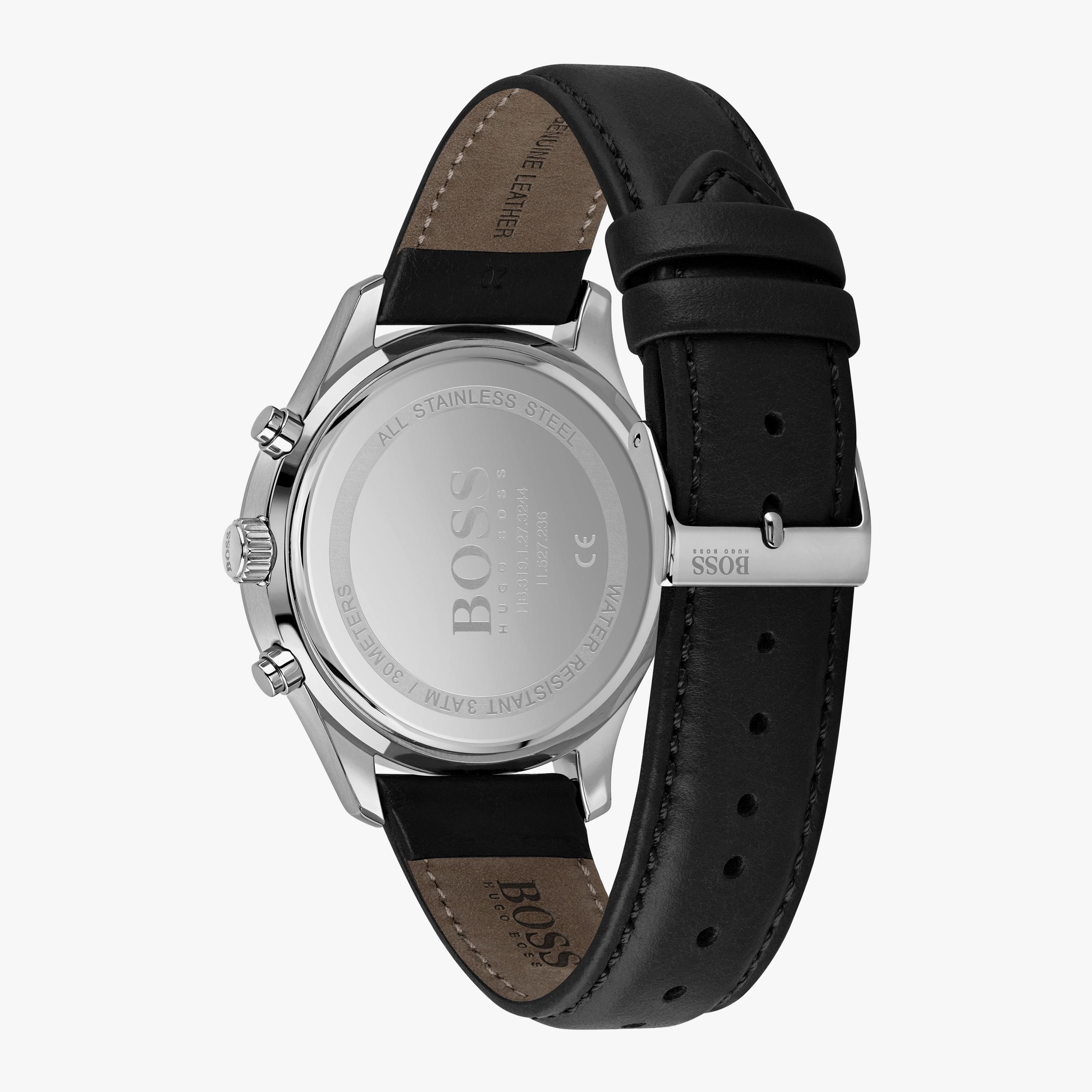 Hugo Boss Men's 42 MM Black Chronograph Leather Strap Watch | 1513803-men-watchesandjewellery-watches-image-3