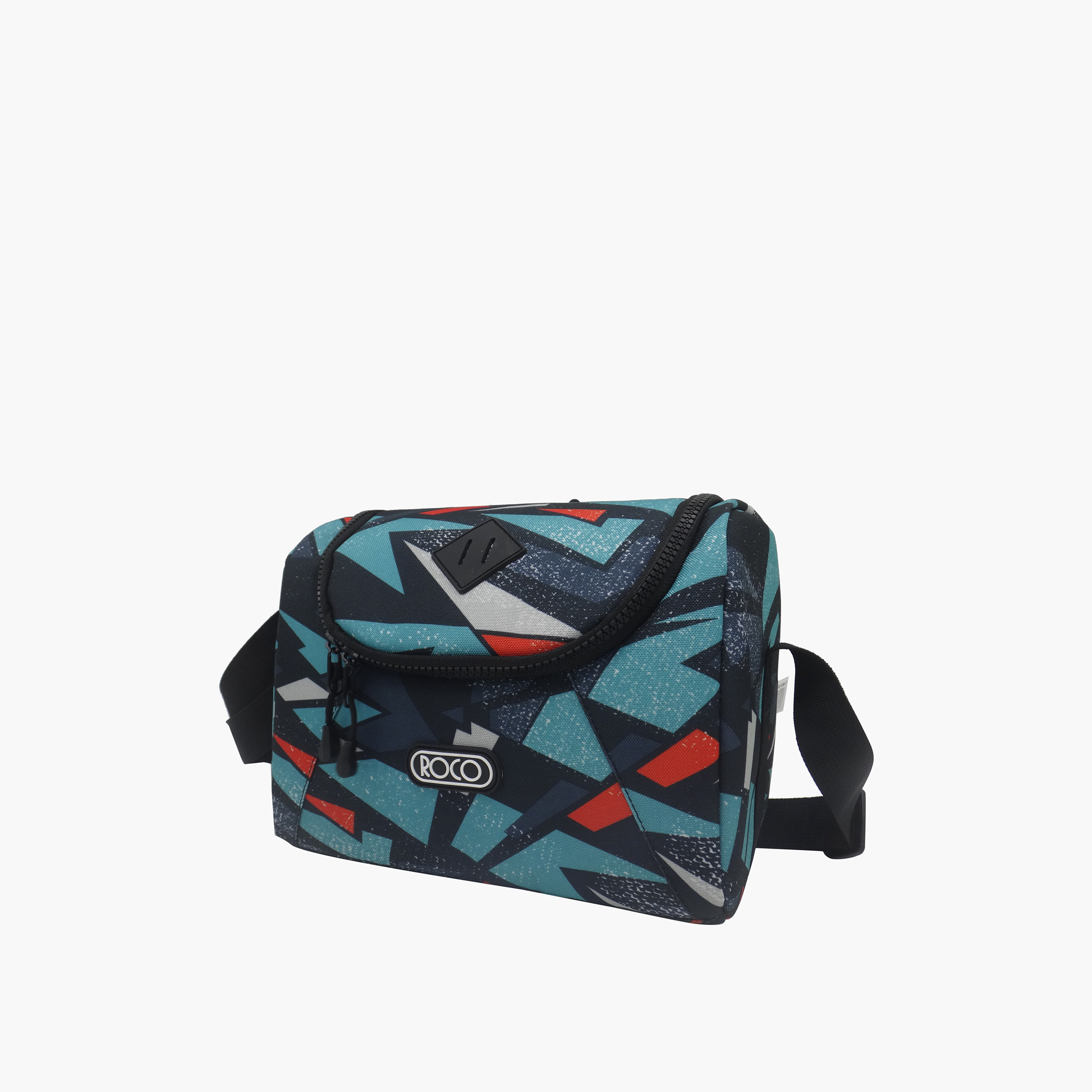 Roco Geometric Print Lunch Bag with Zip Closure-school-lunchessentials-lunchbags-image-1