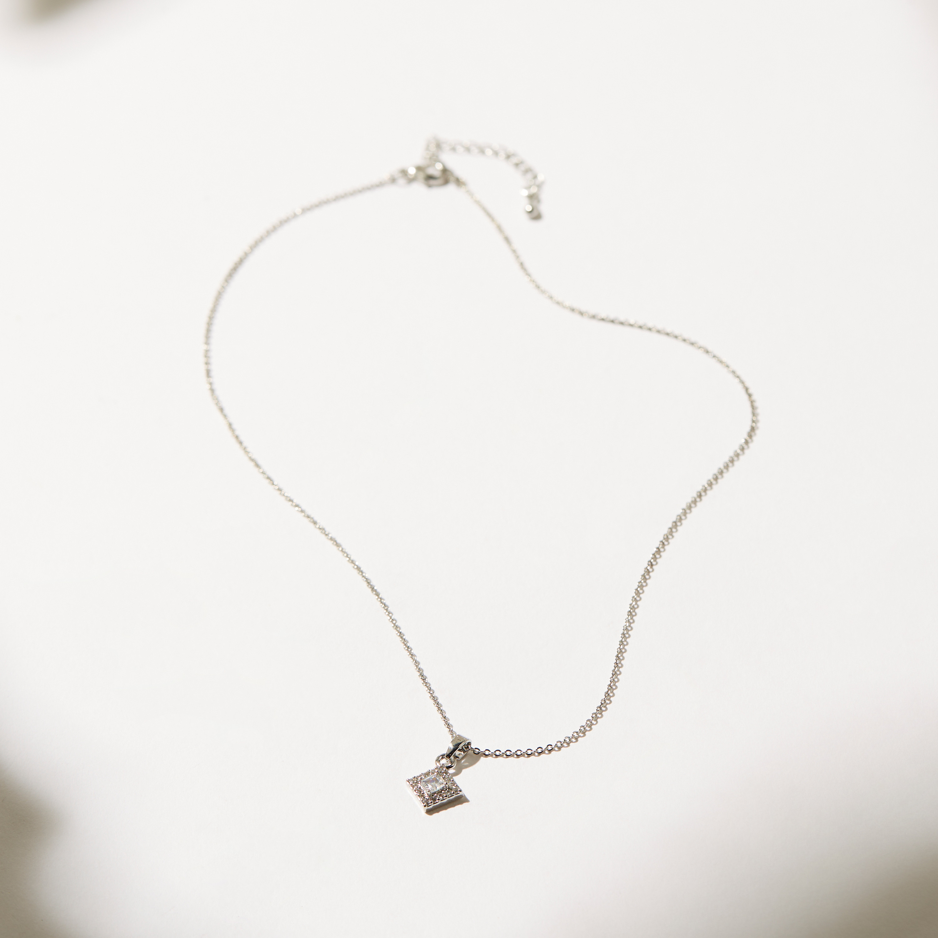 Cubic Zirconia Studded Diamond Shaped Pendant Necklace and Earrings Set-women-watchesandjewellery-jewellery-jewellerysets-image-4