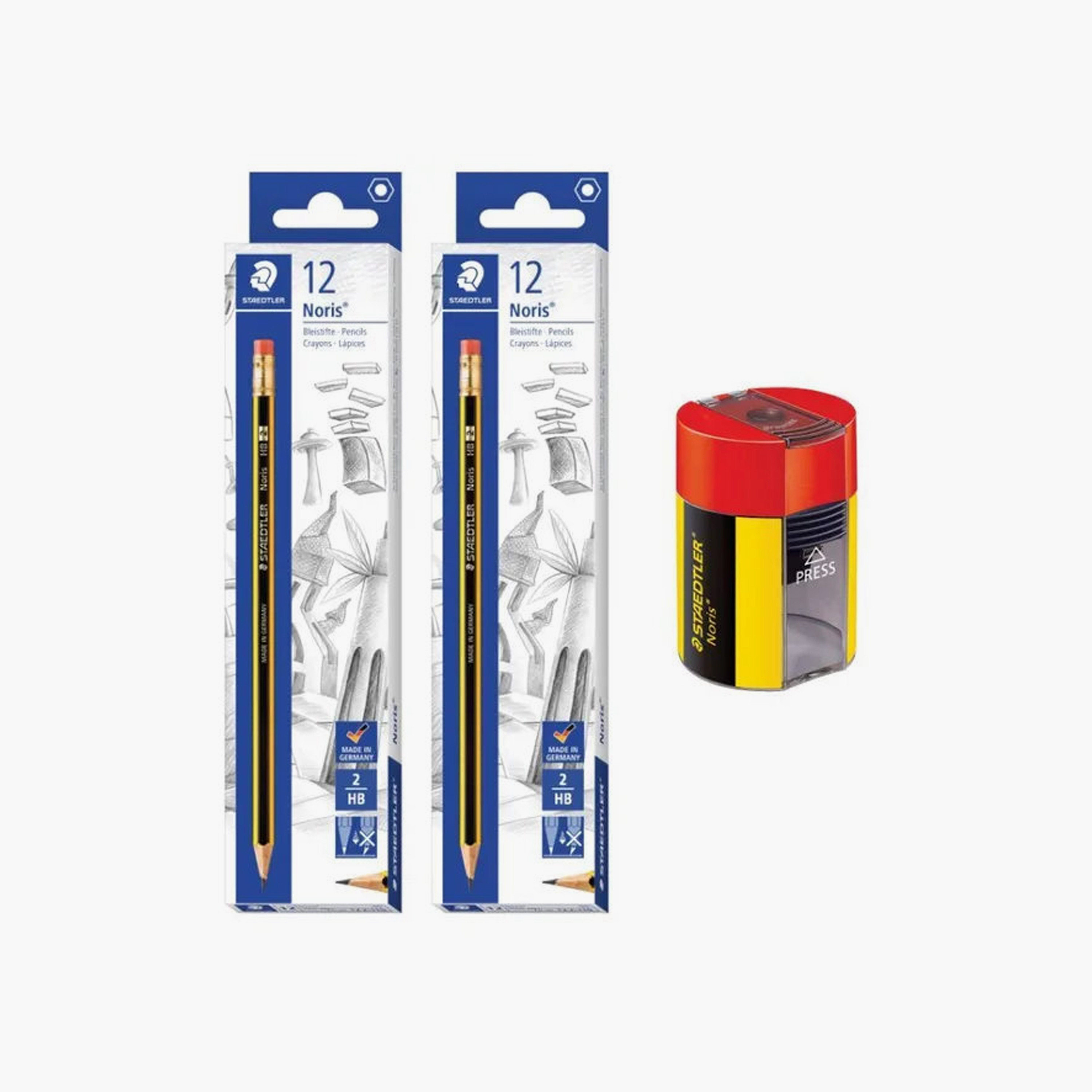 قلم ستيدلر نوريس HB مكون من قطعتين مع حوض مبراة نوريس-school-stationery-pensandpencils-image-1