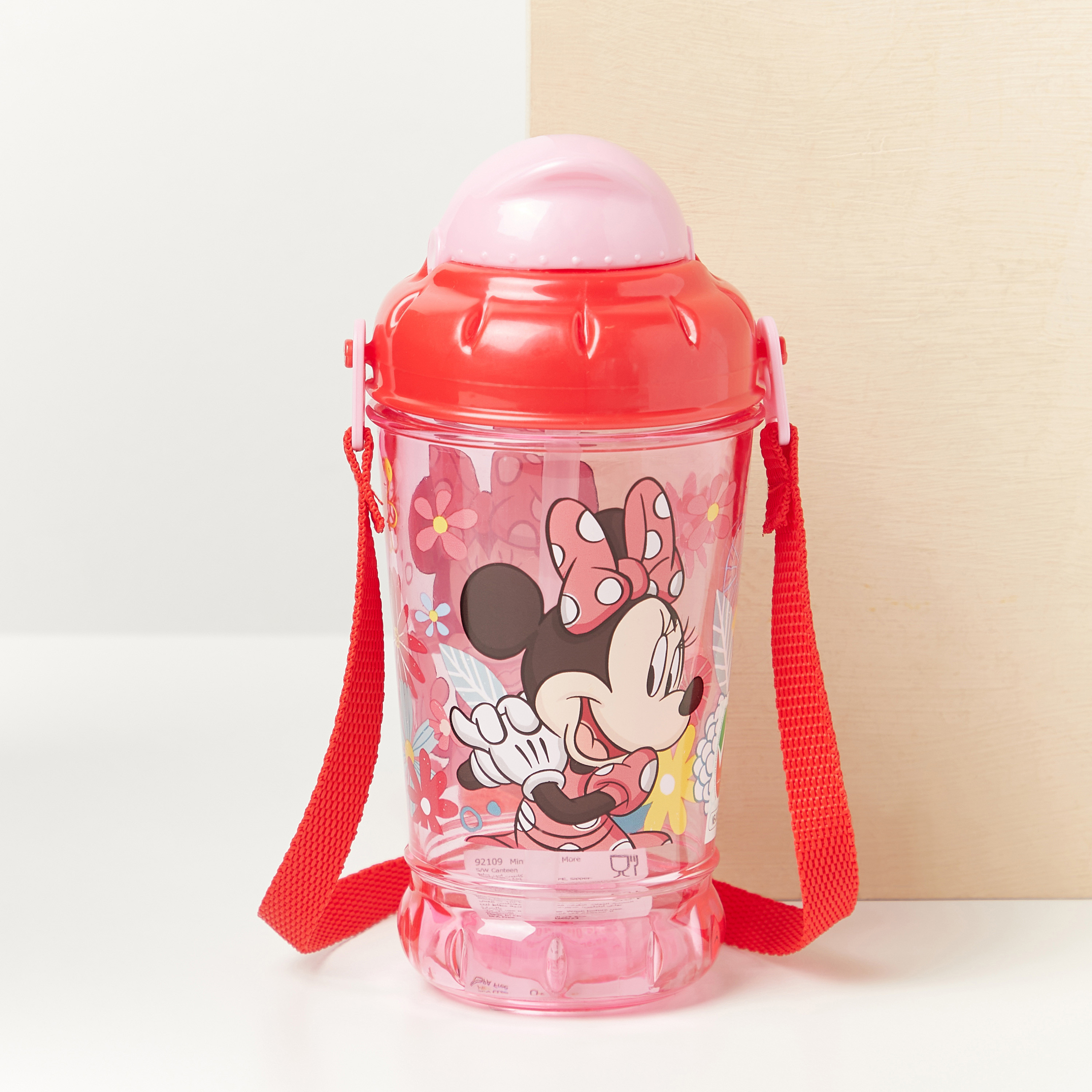 Disney Minnie Mouse Print Sipper Water Bottle with Strap - 440 ml-baby-feeding-mealtimeessentials-image-1