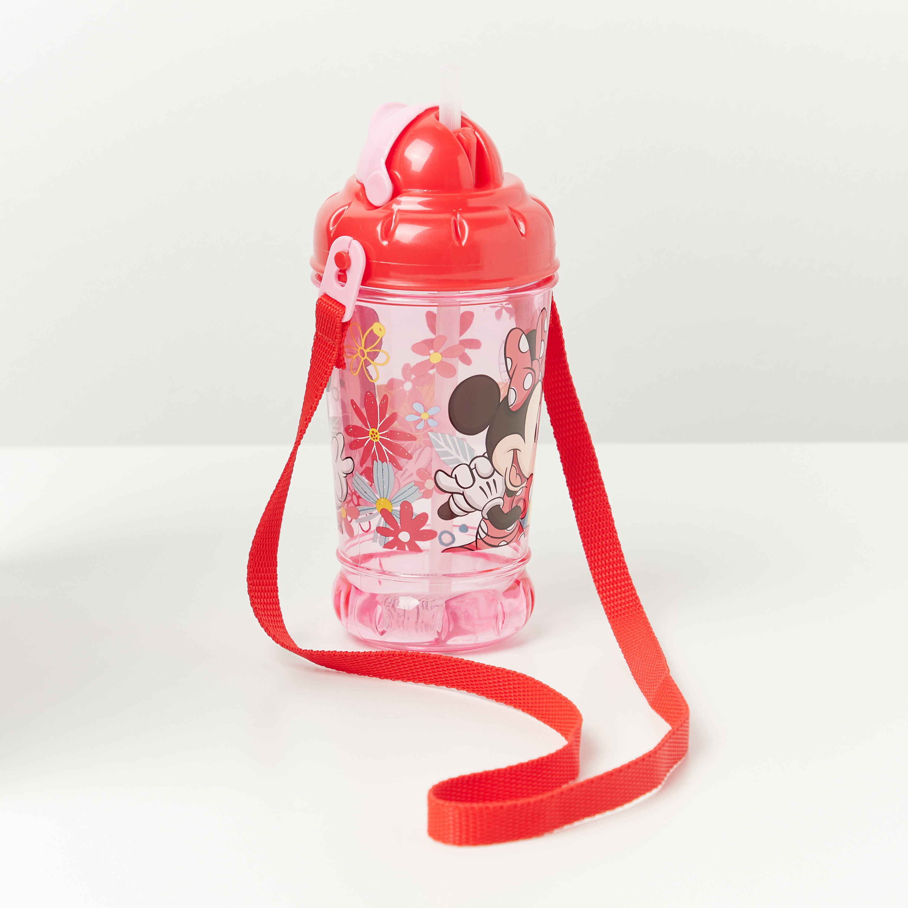 Disney Minnie Mouse Print Sipper Water Bottle with Strap - 440 ml-baby-feeding-mealtimeessentials-image-2