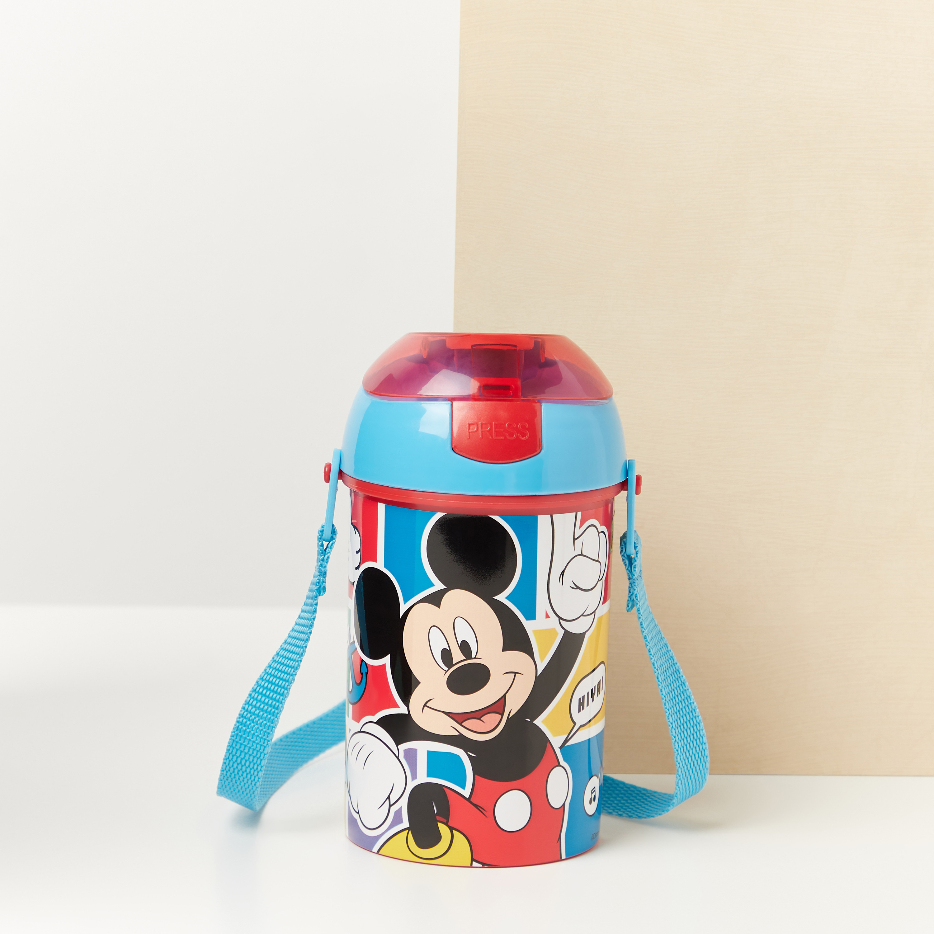 Disney Mickey Mouse and Friends Print Sipper Water Bottle with Strap - 450 ml-baby-feeding-mealtimeessentials-image-1