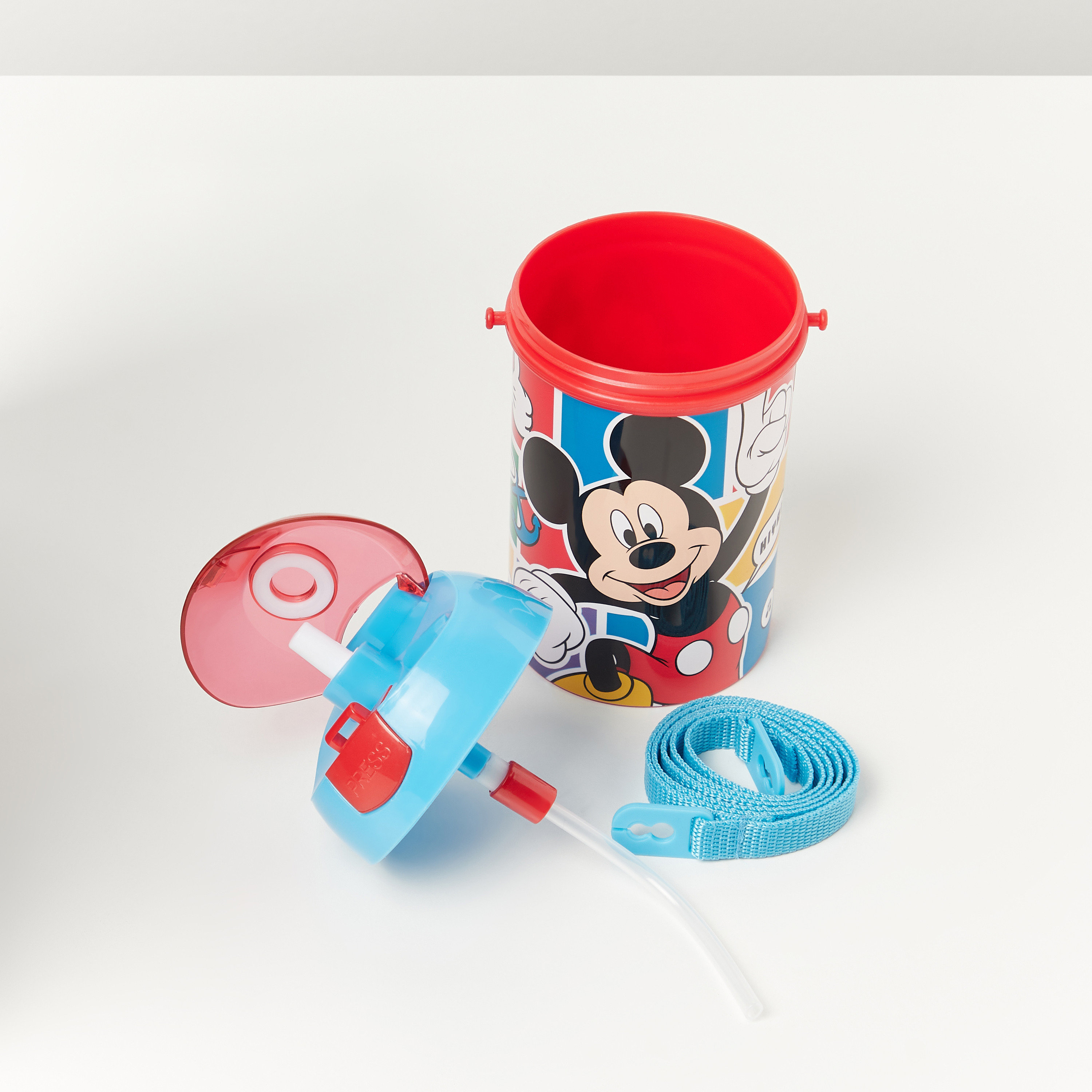 Disney Mickey Mouse and Friends Print Sipper Water Bottle with Strap - 450 ml-baby-feeding-mealtimeessentials-image-5