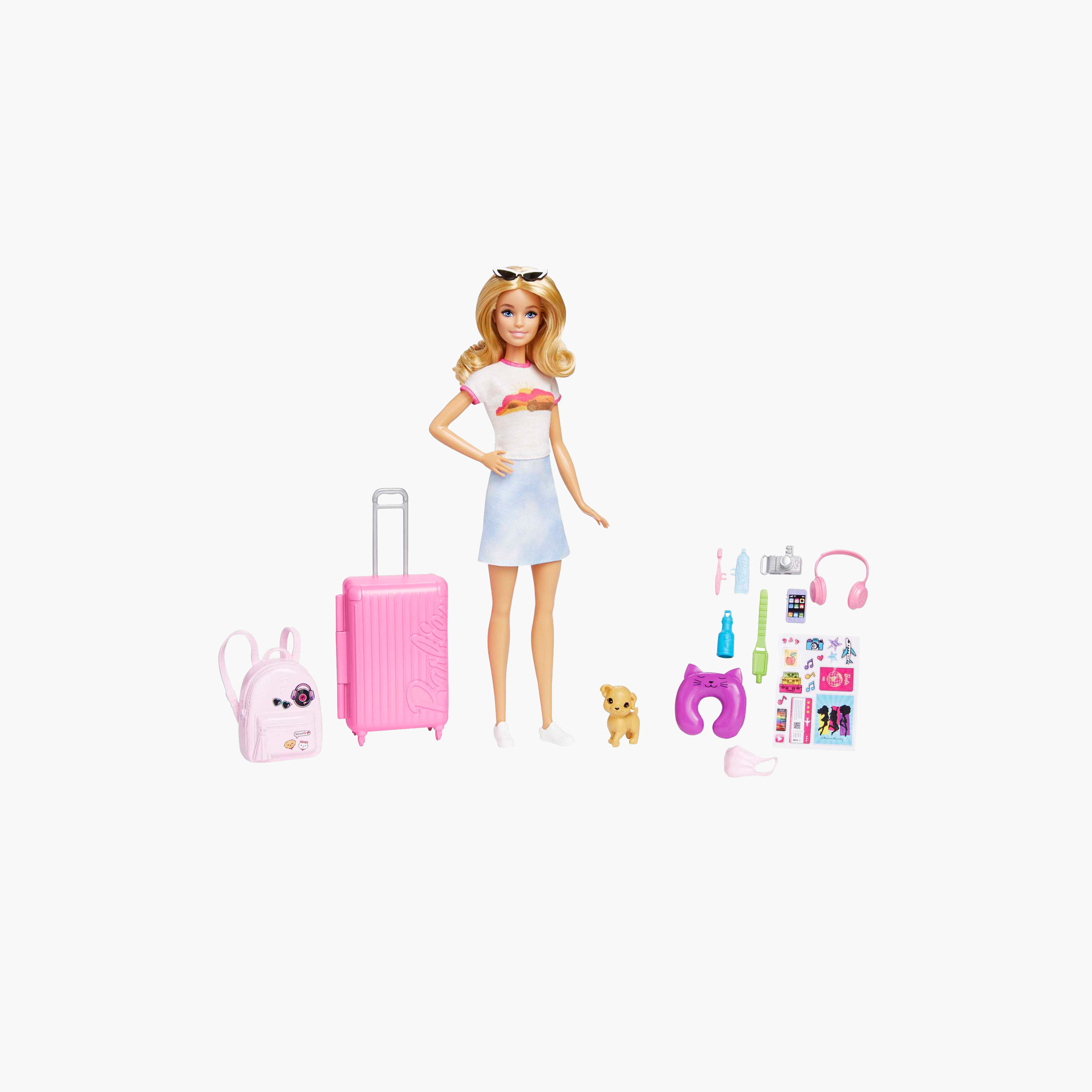 Barbie Doll & Accessories, Travel Set with Puppy, Suitcase, Barbie 'Malibu' with Blonde Hair-toys-dollsandplaysets-dollplaysets-image-1
