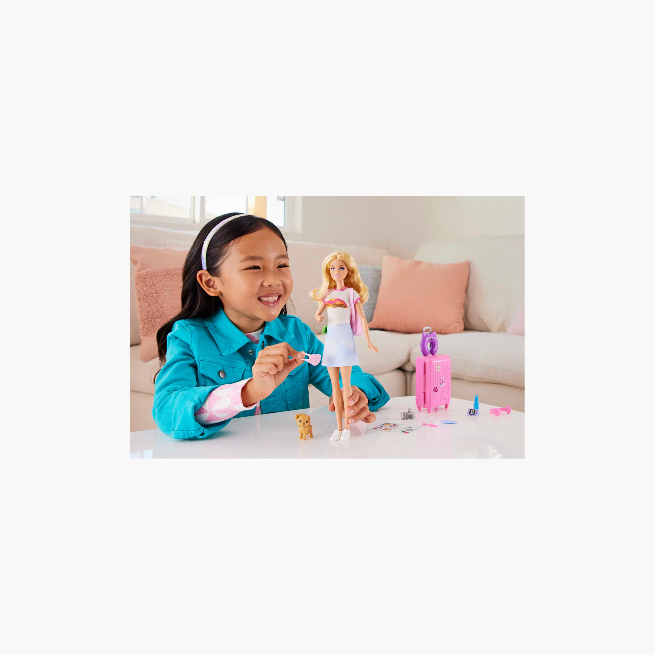 Barbie Doll & Accessories, Travel Set with Puppy, Suitcase, Barbie 'Malibu' with Blonde Hair-toys-dollsandplaysets-dollplaysets-image-2