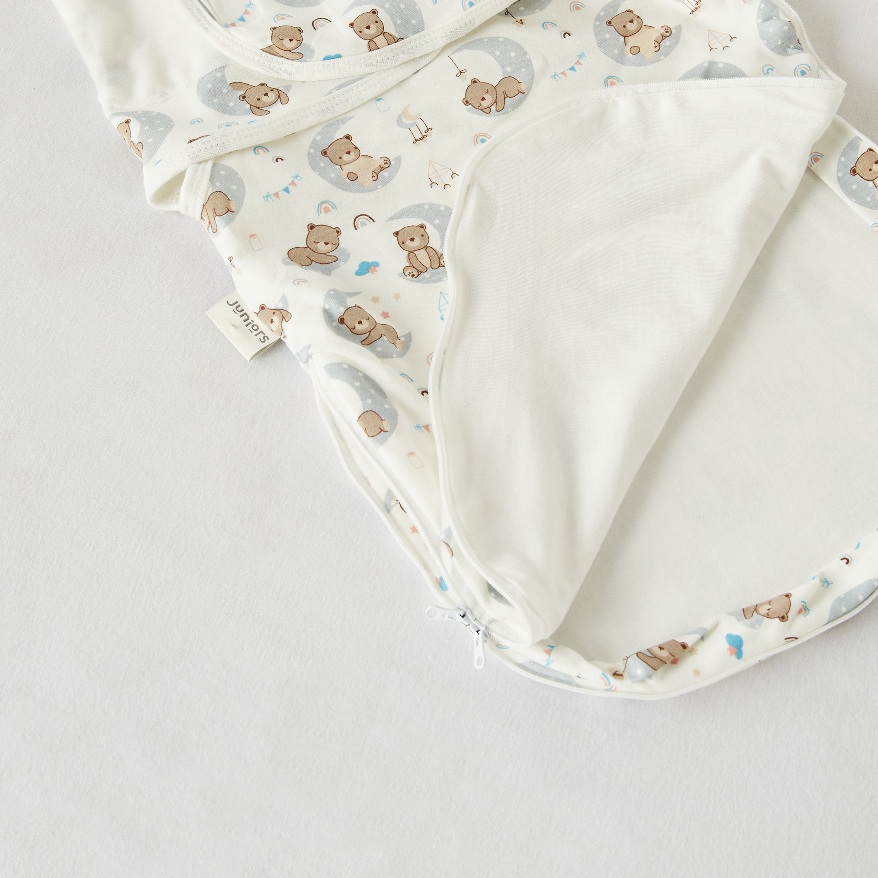 Juniors All-Over Teddy Bear Print Sleeping Bag with Wrap and Pillow - 0-6 months-baby-nursery-blanketsandswaddles-swaddlesandsleepingbags-image-3