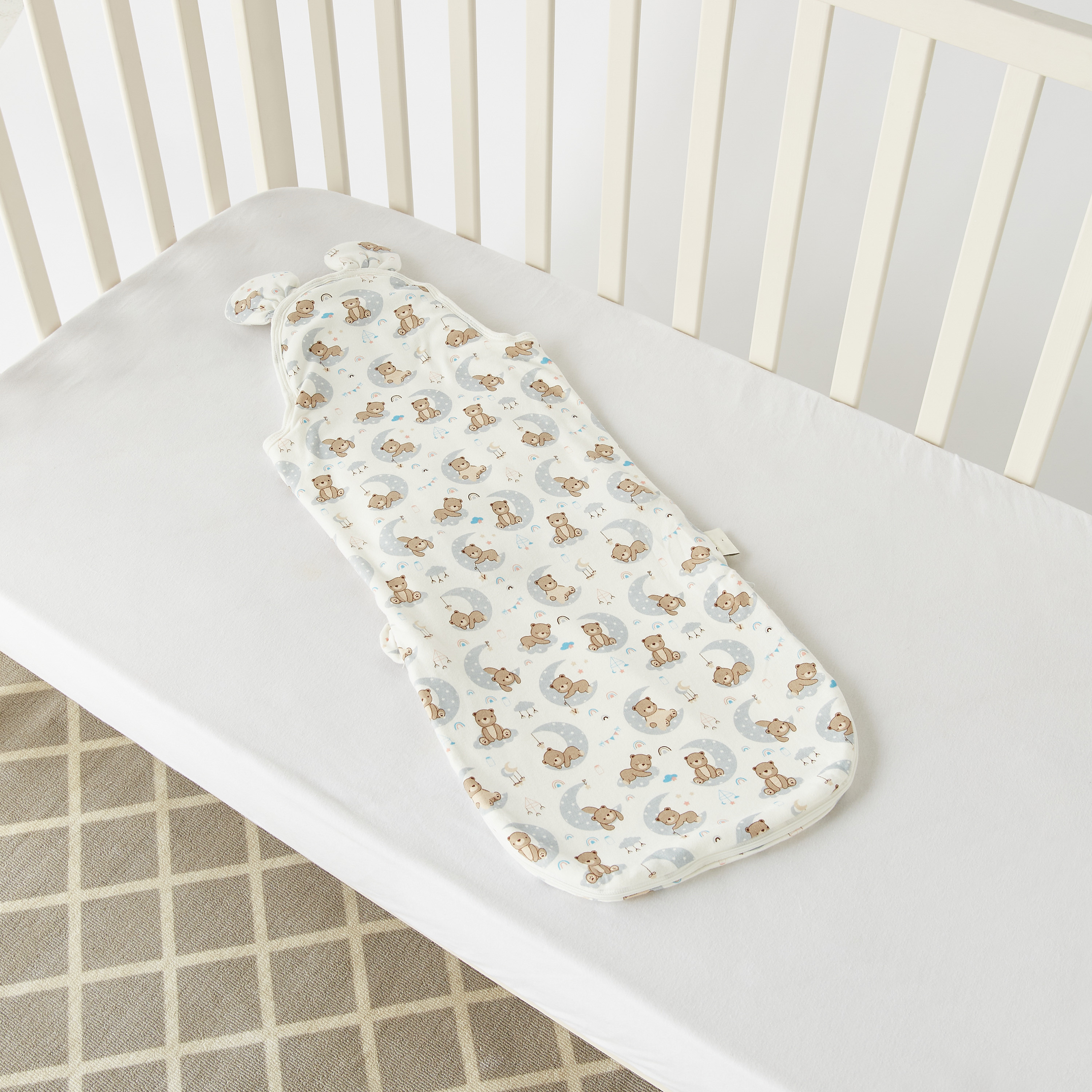 Juniors All-Over Teddy Bear Print Sleeping Bag with Wrap and Pillow - 0-6 months-baby-nursery-blanketsandswaddles-swaddlesandsleepingbags-image-4
