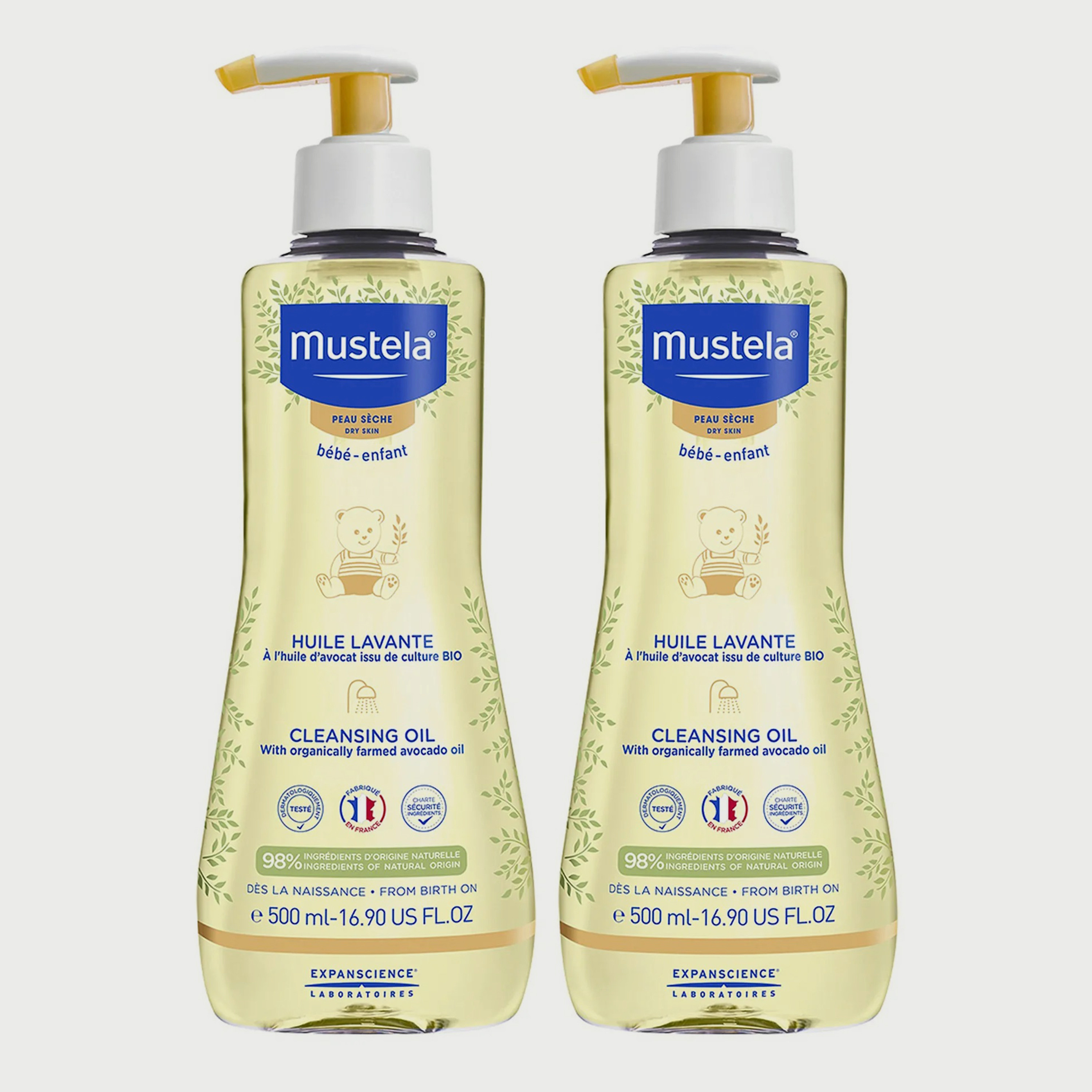 Mustela Pack of 2 Cleansing Oil, 500ml-baby-bathandcare-hairbodyskincare-babyoil-image-1
