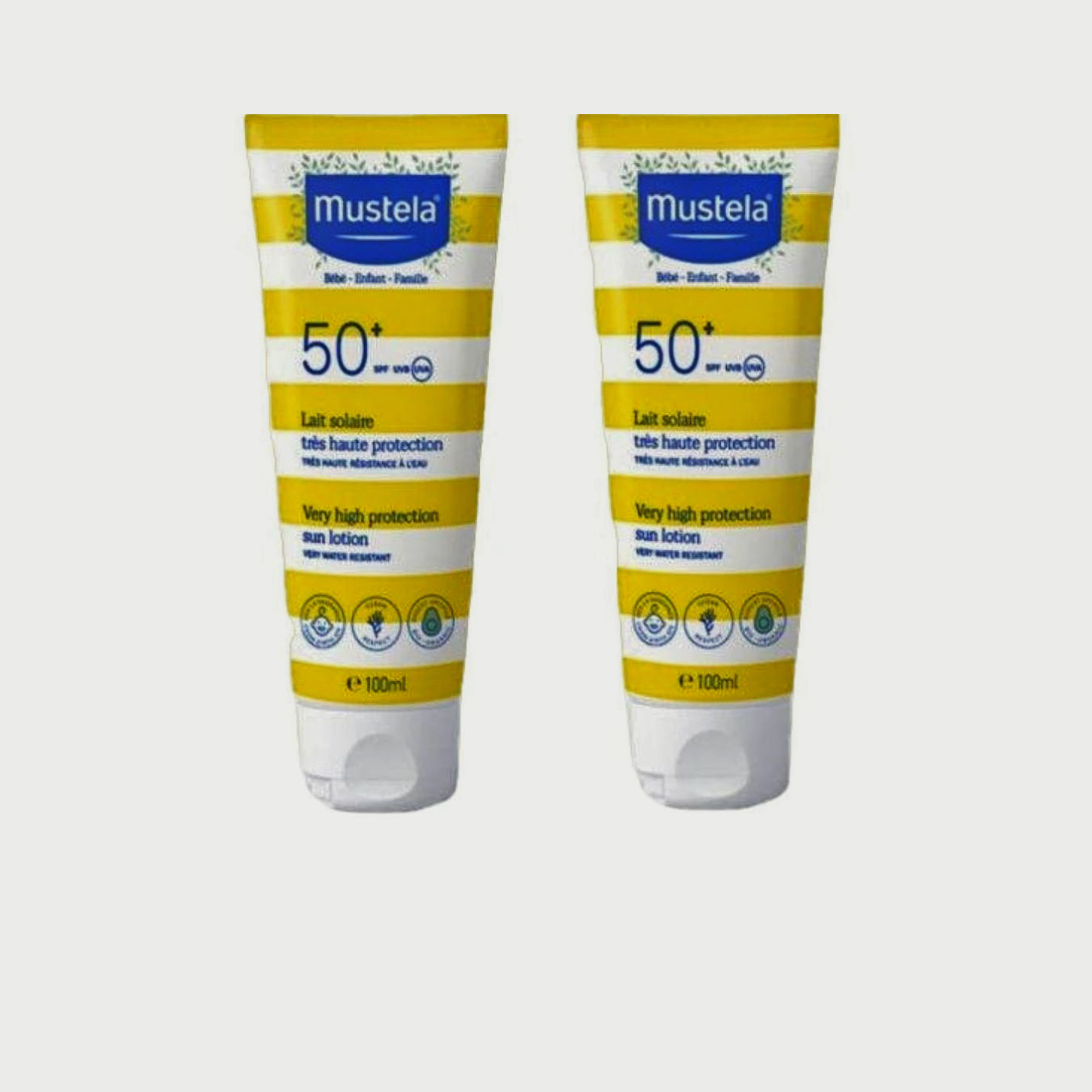 Mustela Pack of 2 SPF 50+ Sun Lotion, 100ml-baby-bathandcare-hairbodyskincare-lotionsandcreams-image-1