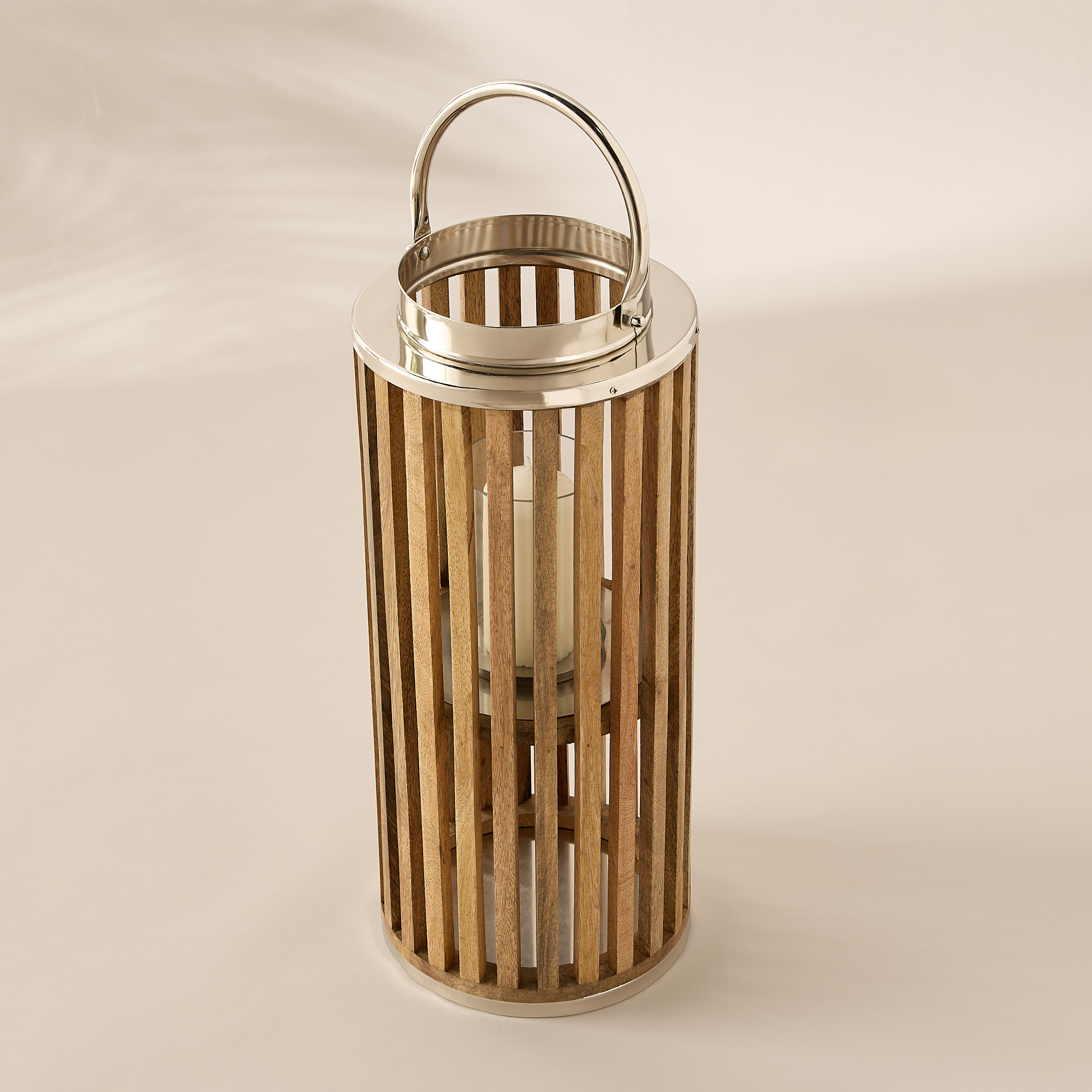 Slatted Wooden Candle Lantern - 56 cms-household-decor-candleholdersandlanterns-image-2