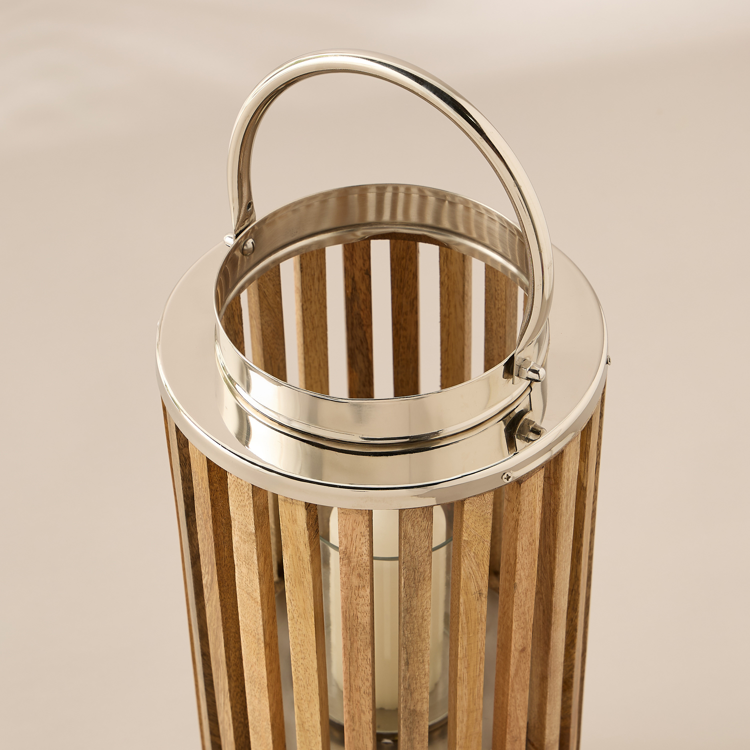 Slatted Wooden Candle Lantern - 56 cms-household-decor-candleholdersandlanterns-image-4