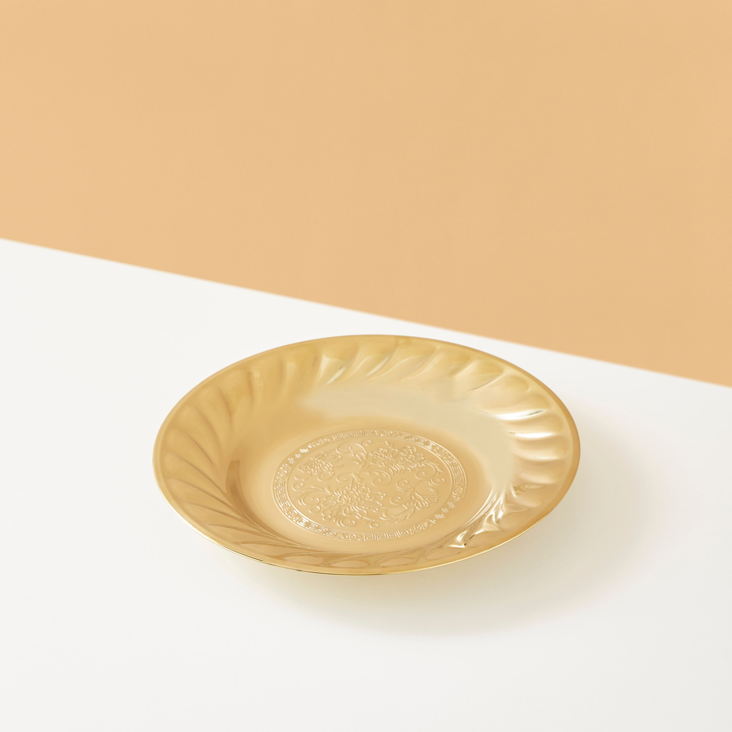 صينية ديكور بارزة الملمس مستديرة - 30x30x4 سم-household-dining-serveware-servingtrays-image-2