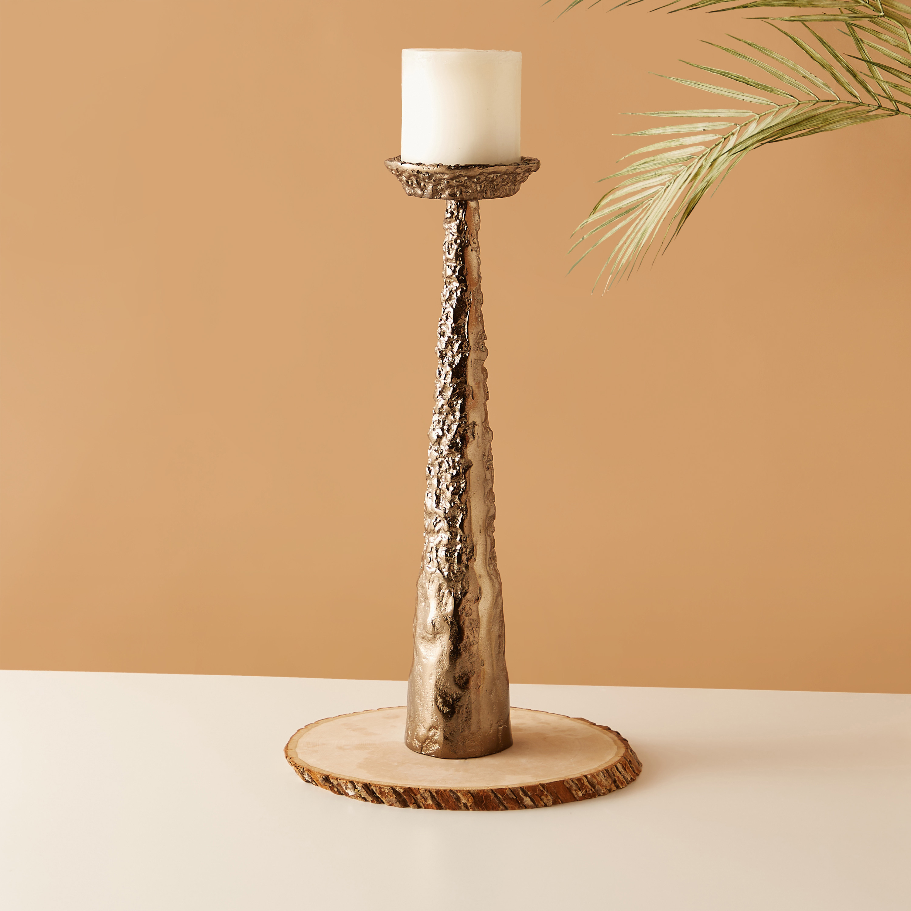 Aluminium Pillar Candleholder - 13x13x51 cms-household-decor-candleholdersandlanterns-image-1