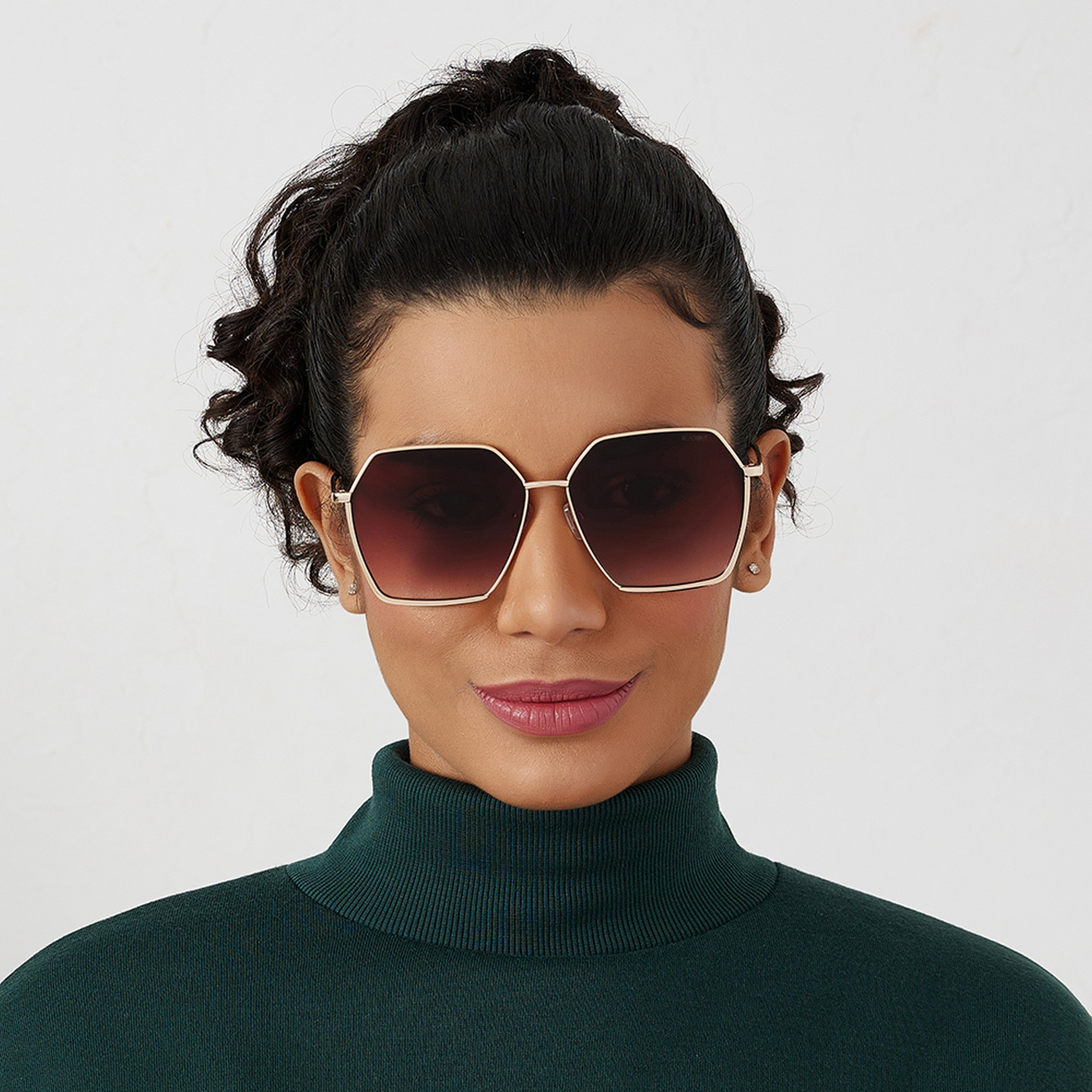 BlackOut Women Brown Lens 62 mm Hexagonal Sunglasses | BLA-000251-2904-women-sunglasses-image-5