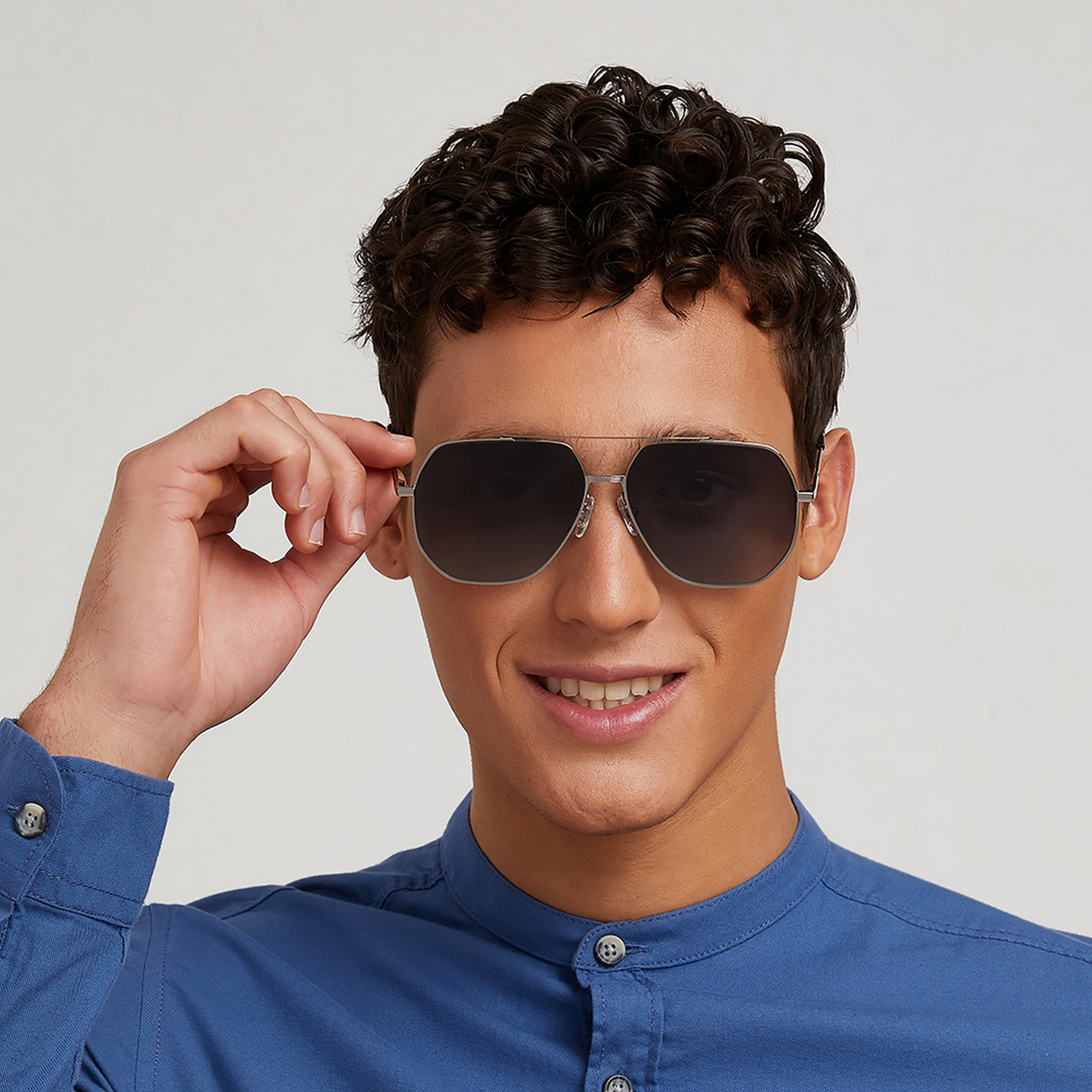 30Sundays Men Blue Lens 60 mm Aviator Sunglasses | 30S-000209-1202-men-sunglasses-image-5