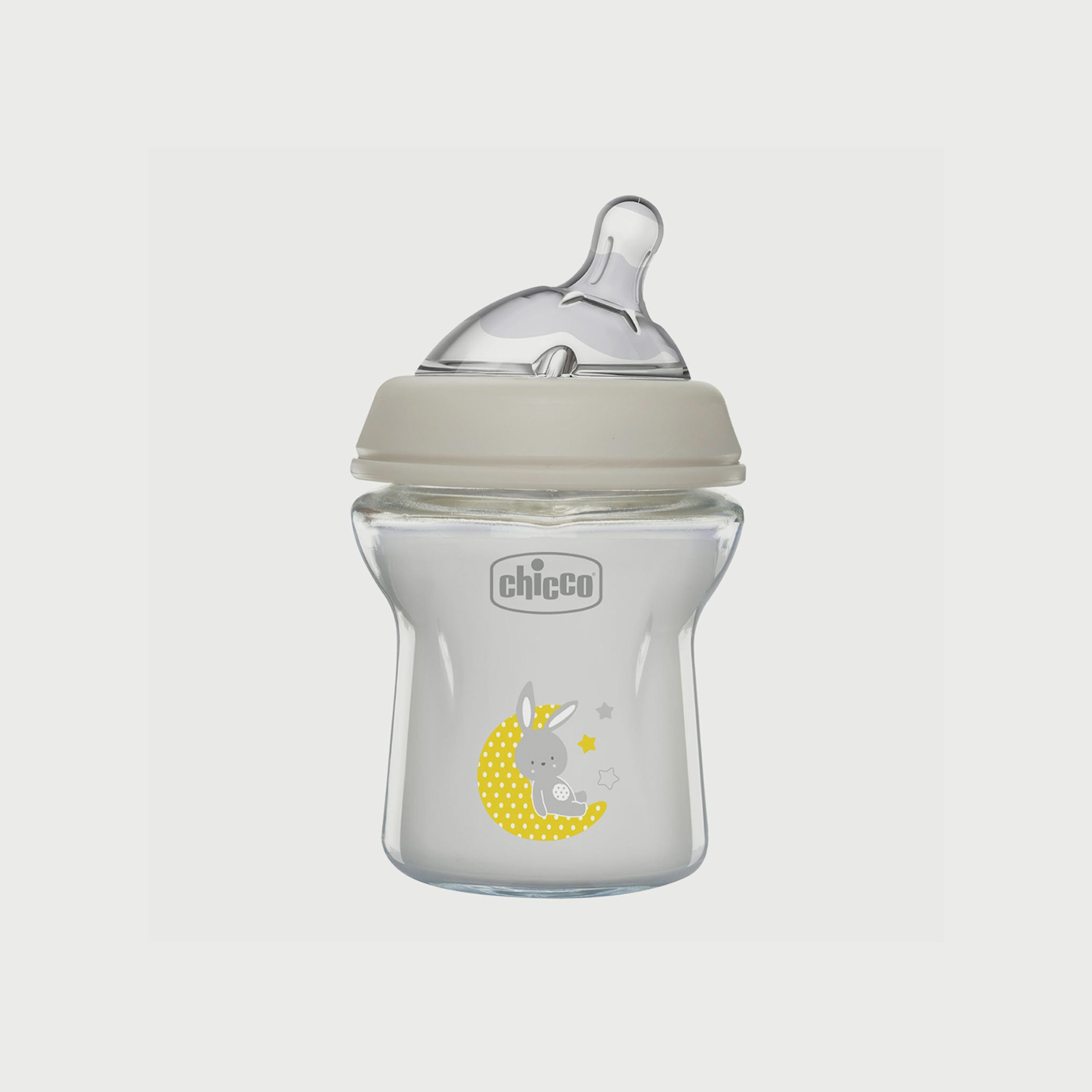 زجاجة زجاجية سيليكون تدفق بطئ ناتشورال فييلنج من شيكو، 150مل-baby-feeding-feedingbottles-bottlesandteats-image-1