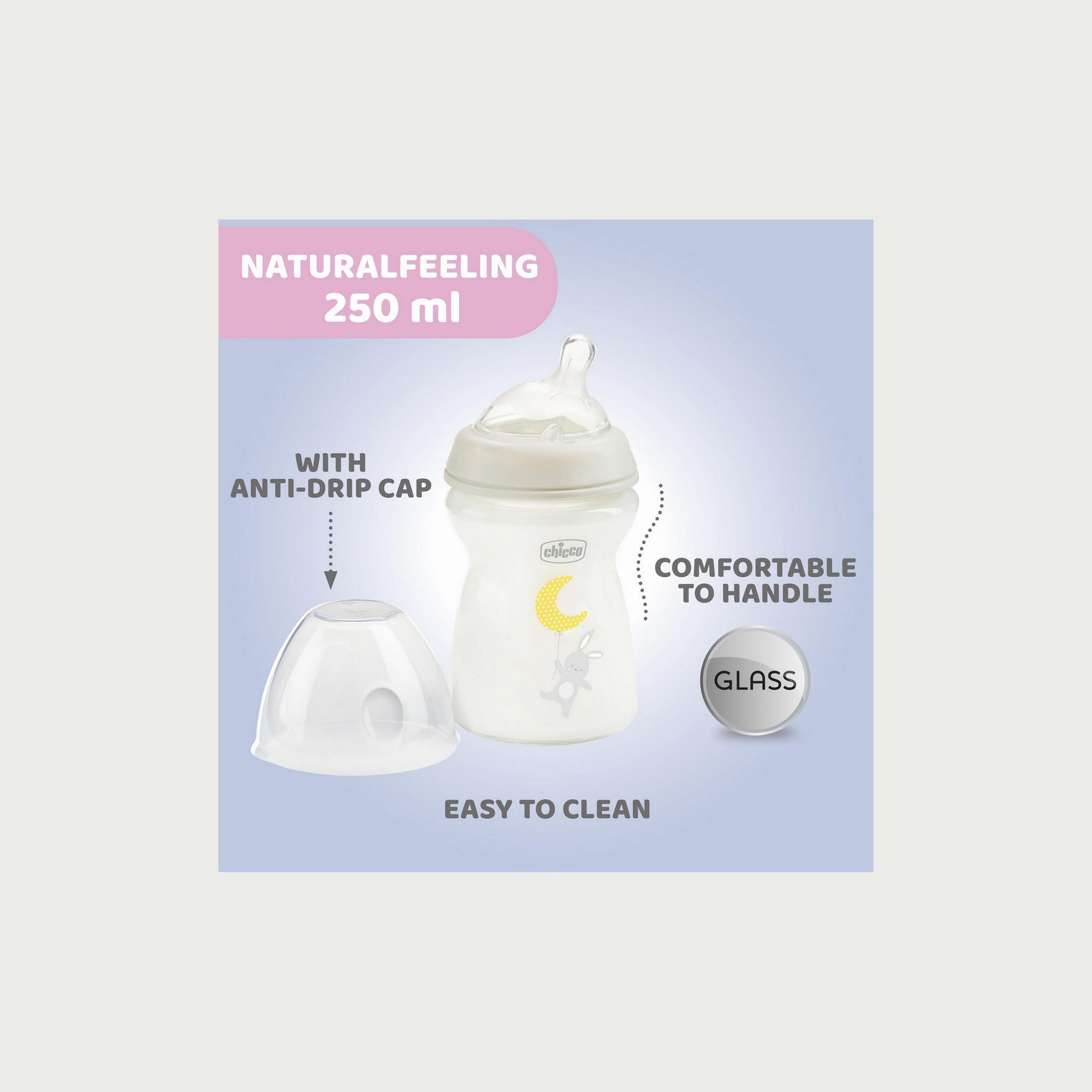 Chicco NaturalFeeling Slow Flow Silicone Glass Bottle, 250ml-baby-feeding-feedingbottles-bottlesandteats-image-5