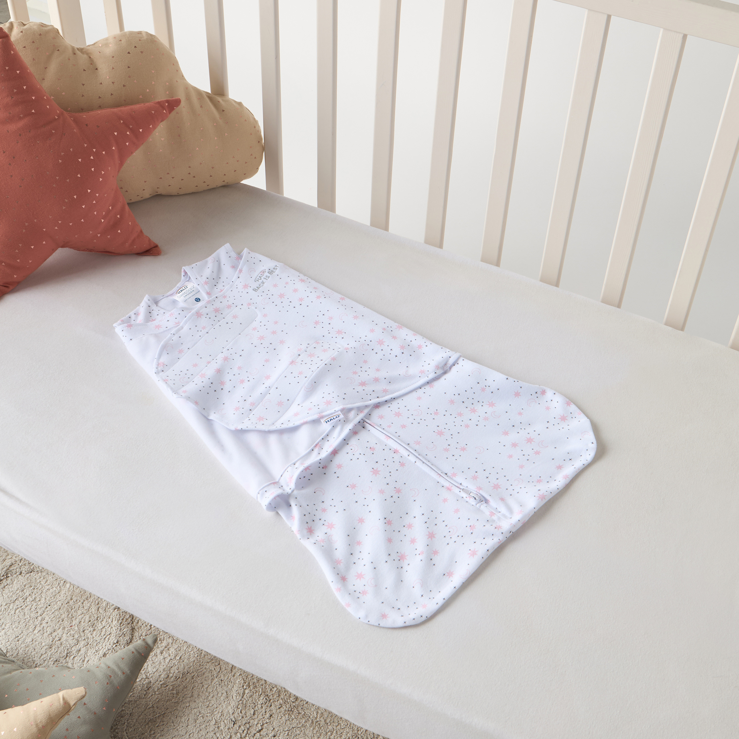Halo SleepSack All-Over Star and Moon Print Sleeping Bag - 120x120 cm-baby-nursery-blanketsandswaddles-swaddlesandsleepingbags-image-1
