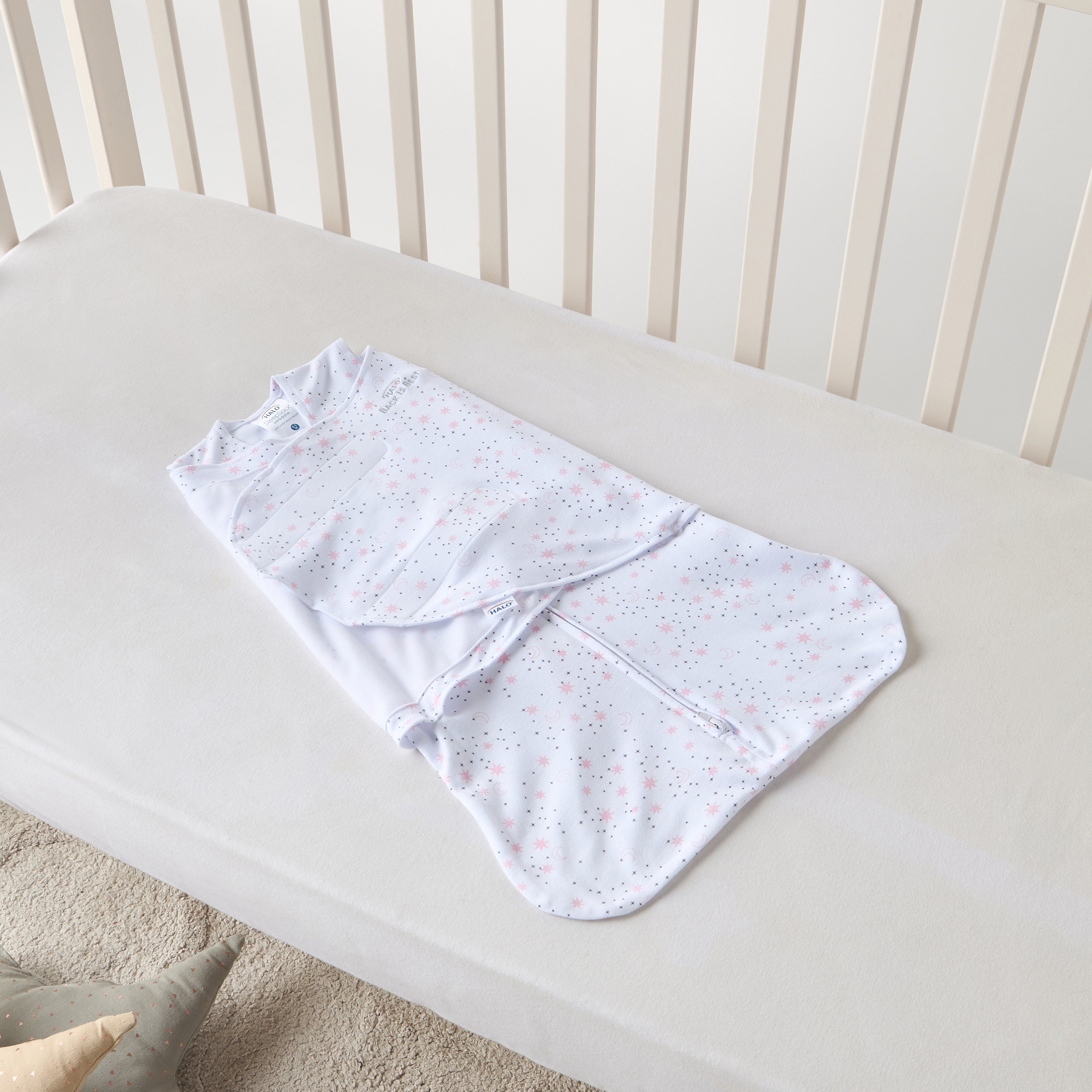Halo SleepSack All-Over Star and Moon Print Sleeping Bag - 120x120 cm-baby-nursery-blanketsandswaddles-swaddlesandsleepingbags-image-2