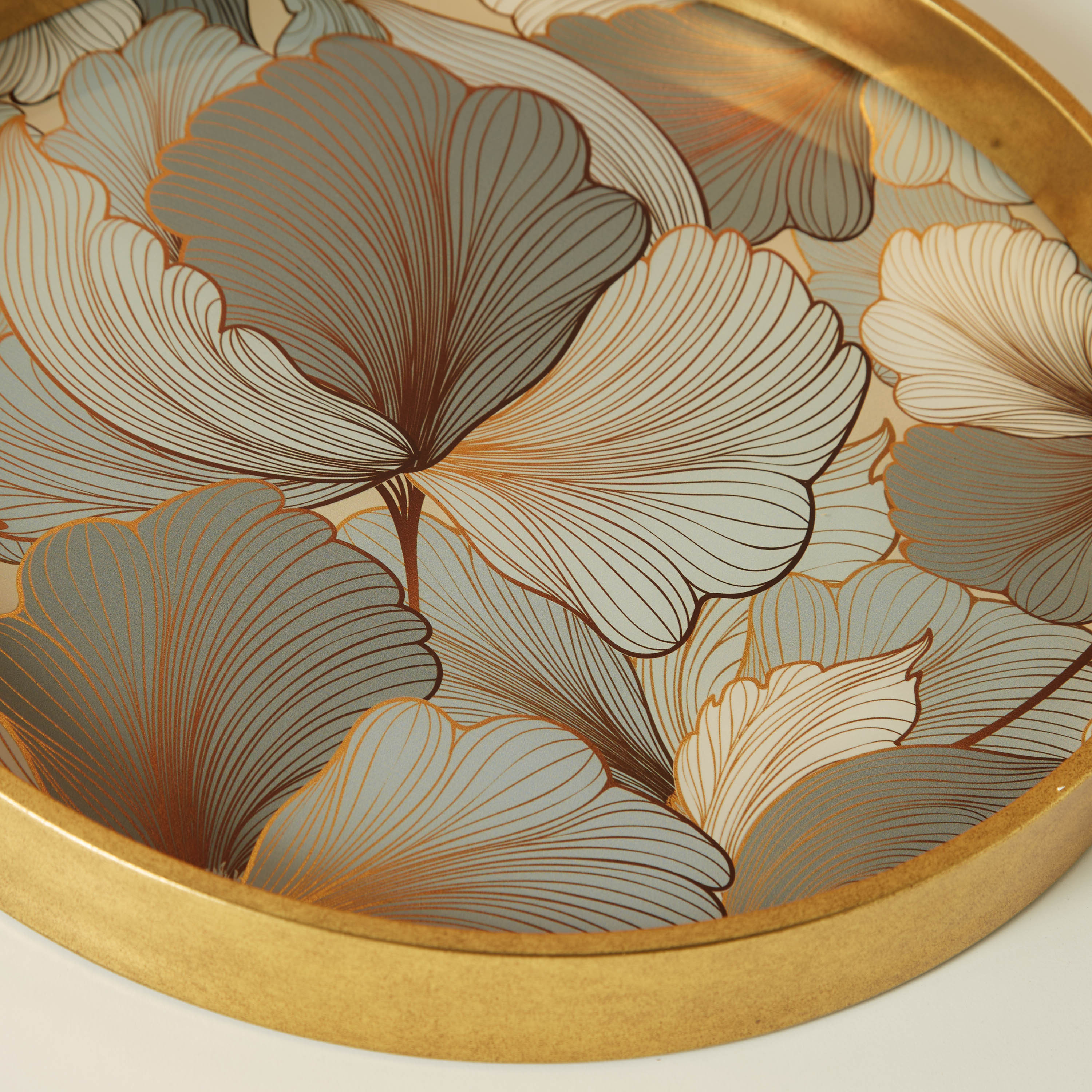 Floral Print Round Decorative Tray - 45x45x4 cms-household-dining-serveware-servingtrays-image-3