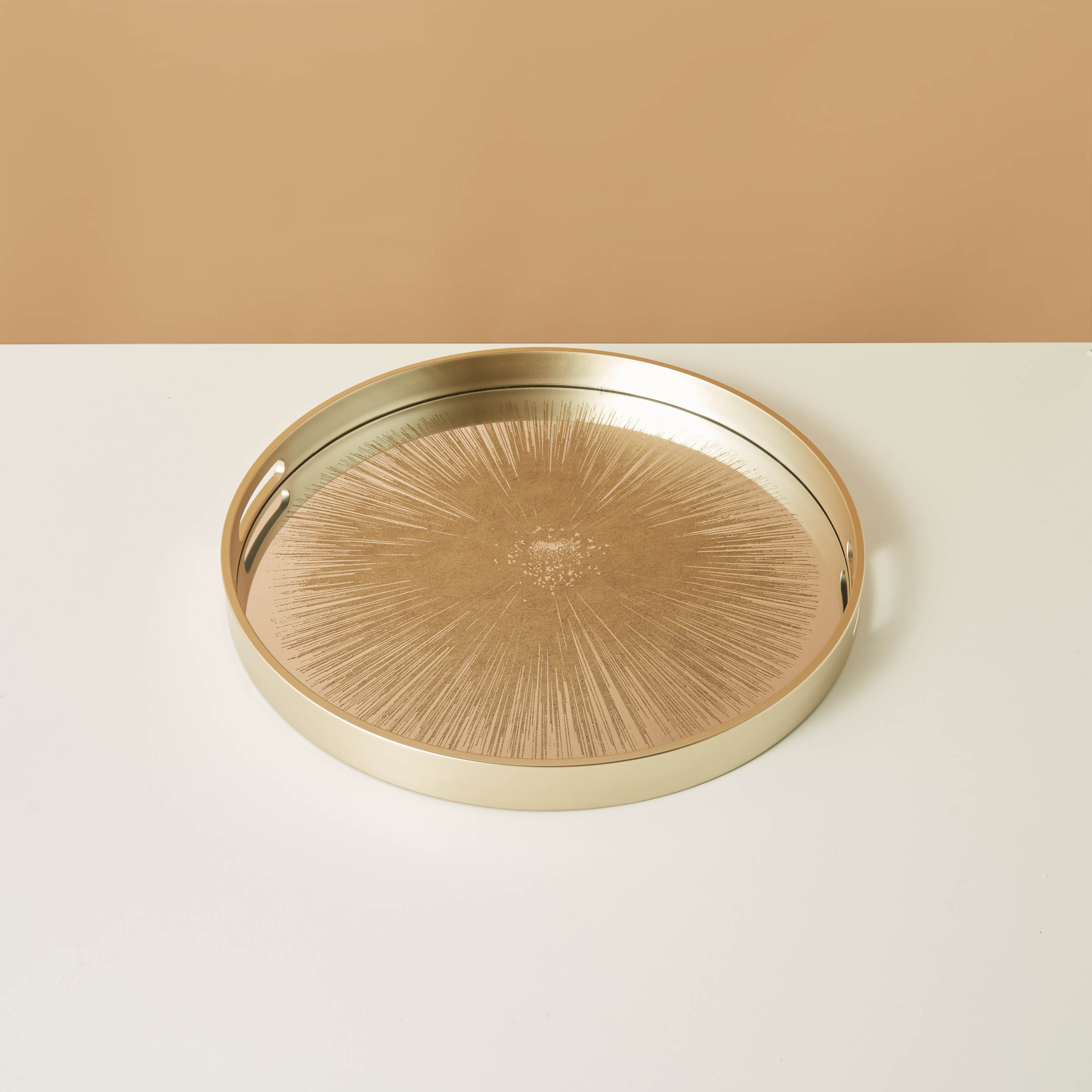 صينية ديكور مستديرة بطبعات - 45x45x4 سم-household-dining-serveware-servingtrays-image-2