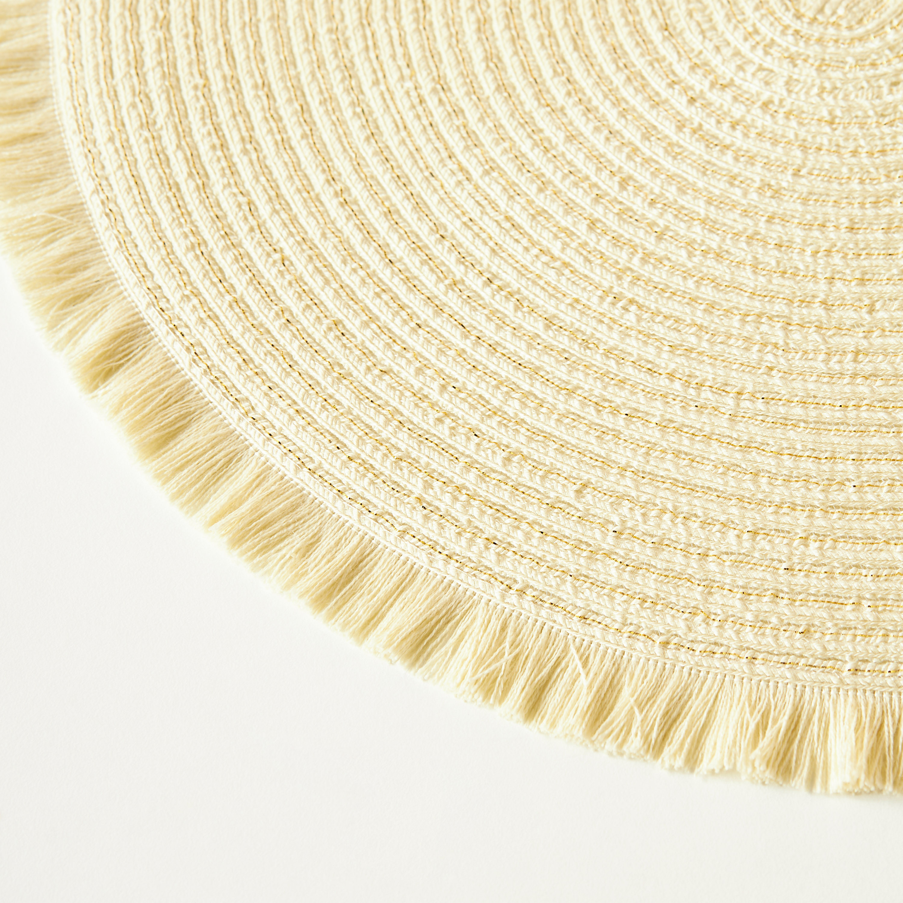 Textured Round Placemat with Fringe Detail - 38 cms-household-dining-tablelinen-placemats-image-3