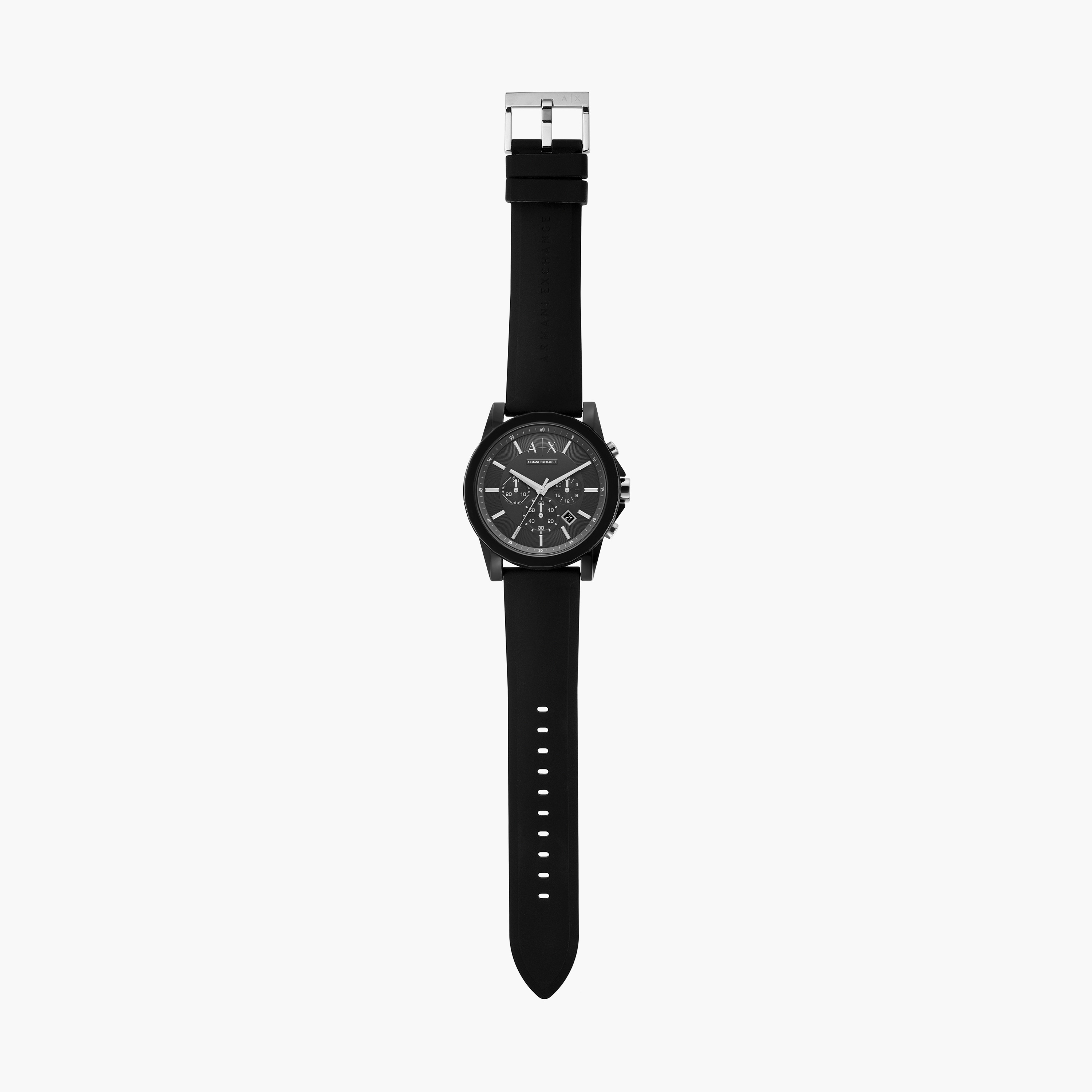 Buy Men s Armani Exchange Men Black Chronograph Silicone Strap