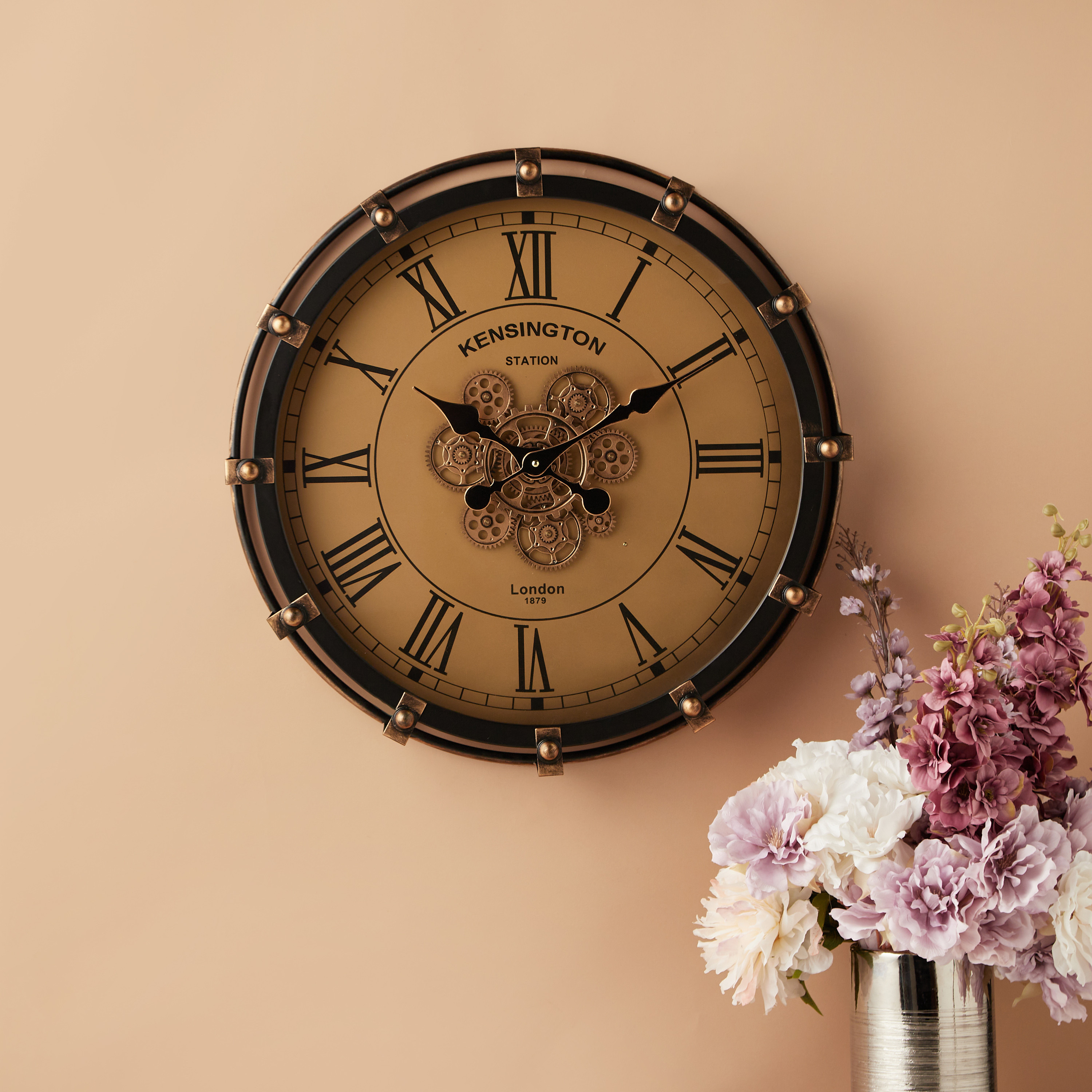 Metallic Round Wall Clock-household-walldecorandmirrors-clocks-image-1