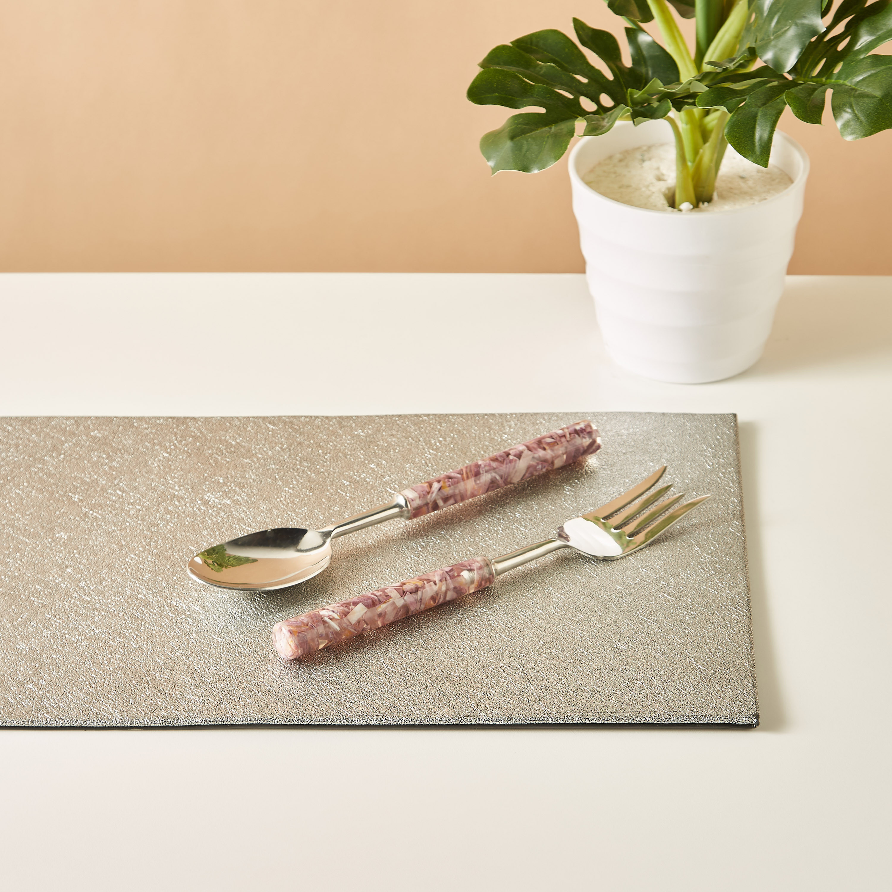 Creative Co-Op Salatbesteck-Set Aus Edelstahl – 2-teilig, Grüne Griffe, 27,3 Cm, Mit Stoffbeutel