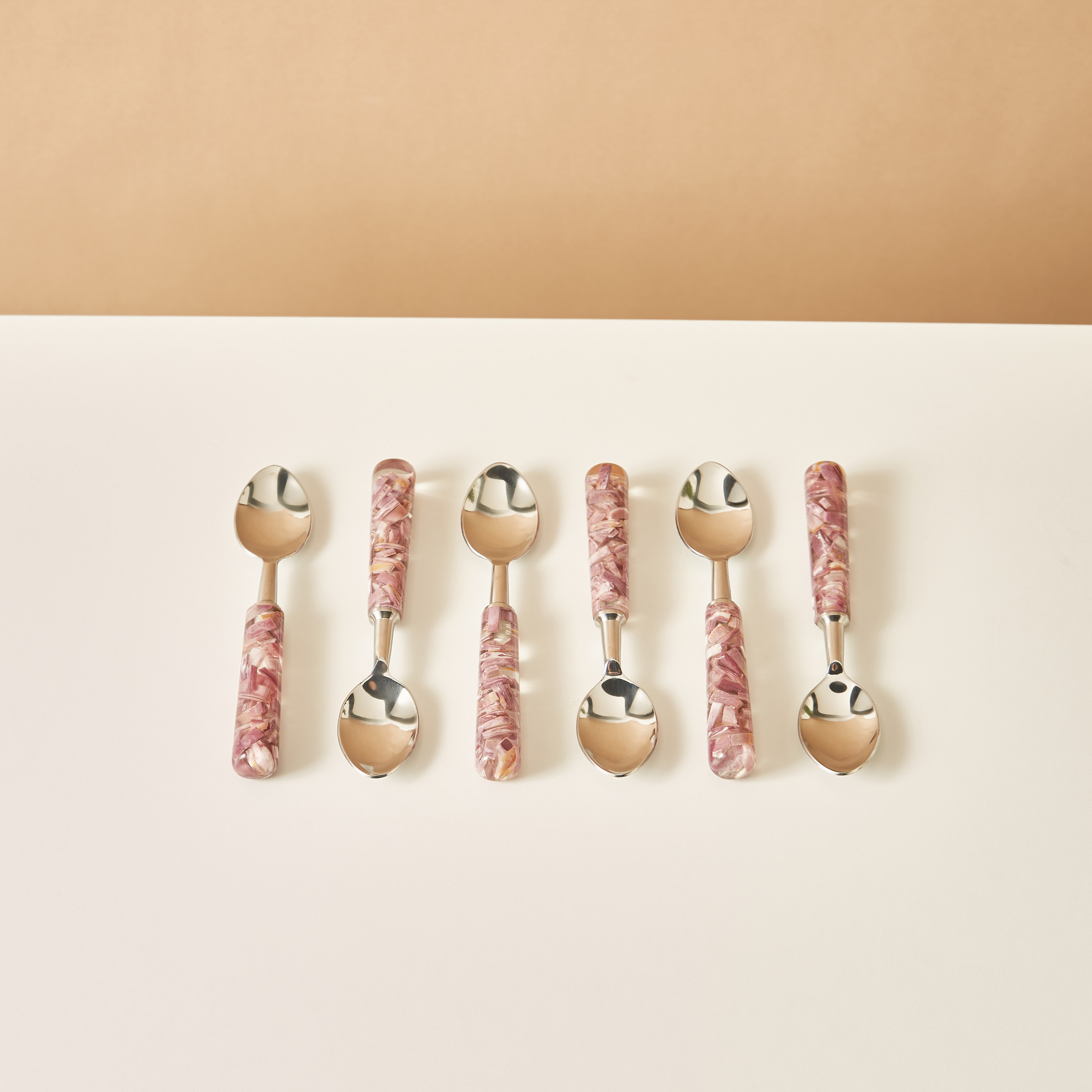 ملاعق ستانلس ستيل بطبعات رخامية - طقم 6 قطع-household-dining-cutlery-cutlerysets-image-2