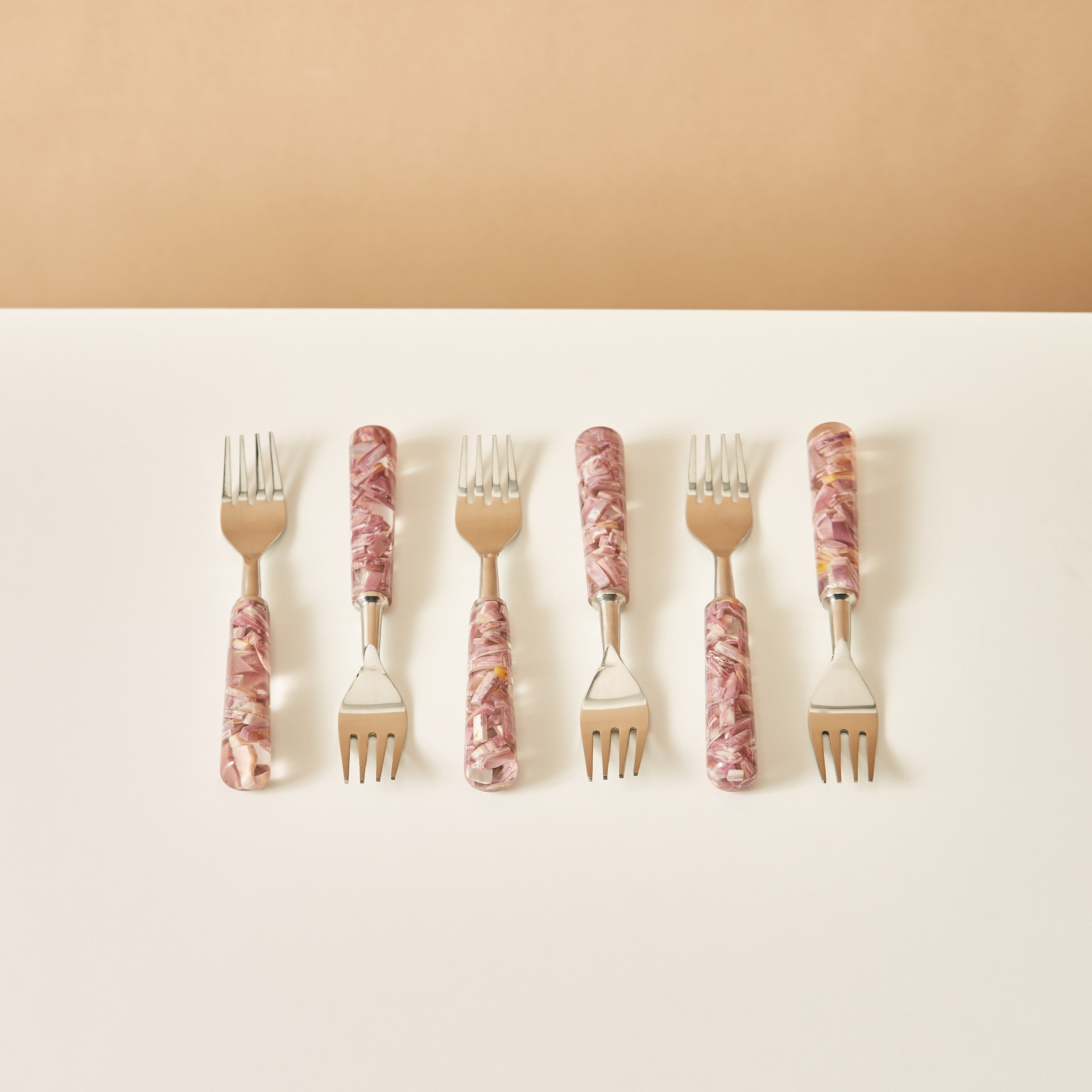 شوك ستانلس ستيل بطبعات رخامية - طقم 6 قطع-household-dining-cutlery-cutlerysets-image-2