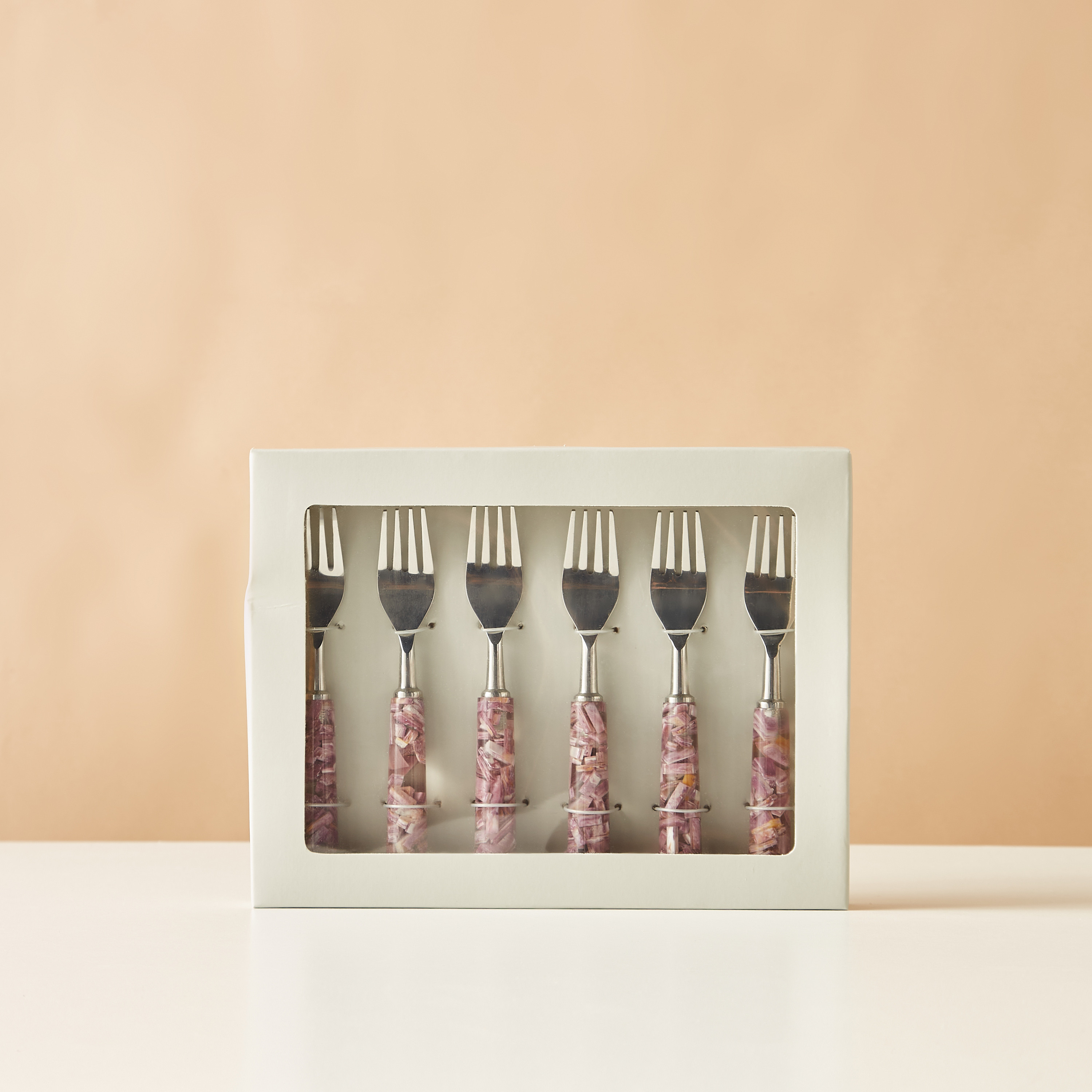 شوك ستانلس ستيل بطبعات رخامية - طقم 6 قطع-household-dining-cutlery-cutlerysets-image-5