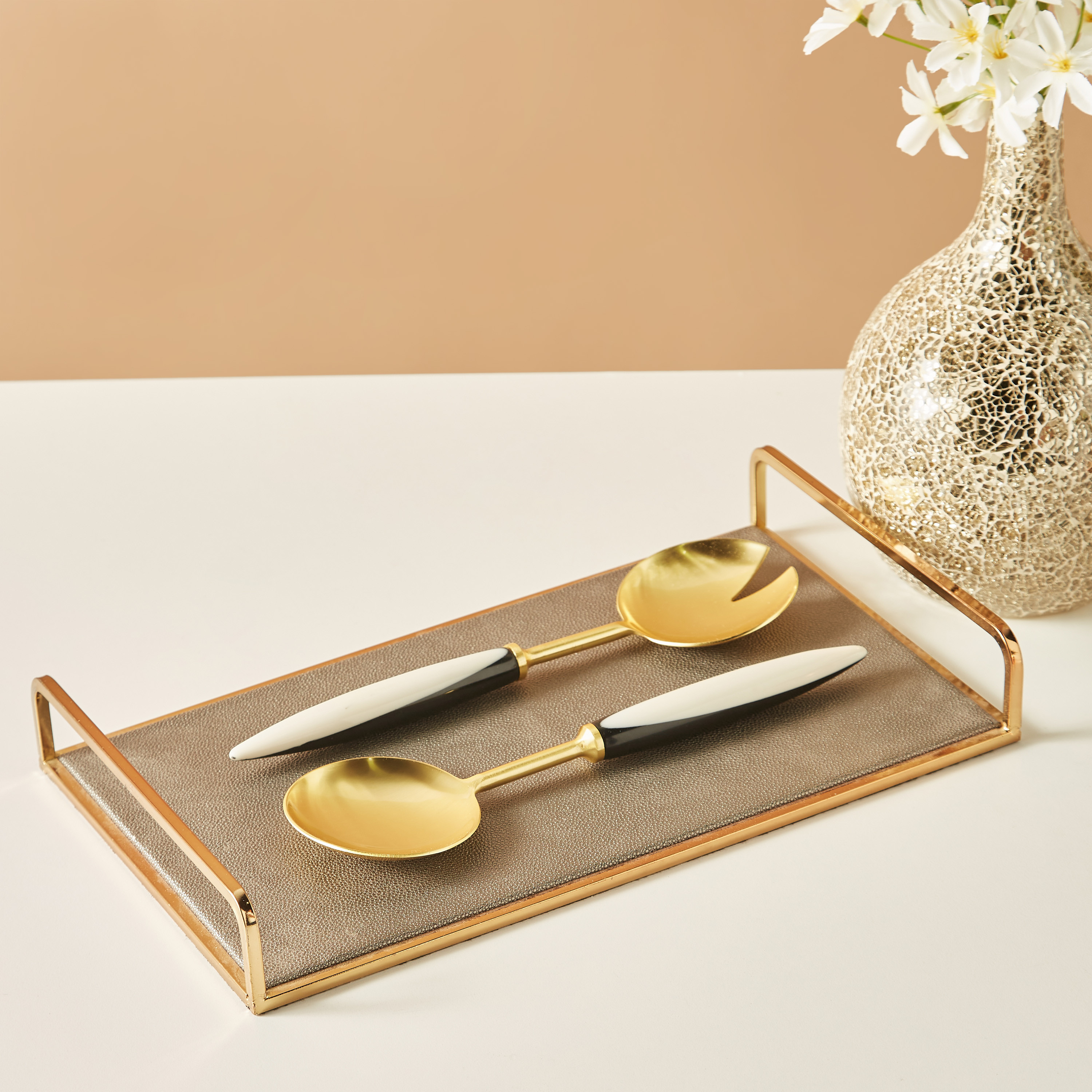 طقم تقديم سلطة ستانلس ستيل ميتاليك - قطعتين-household-dining-cutlery-cutlerysets-image-1