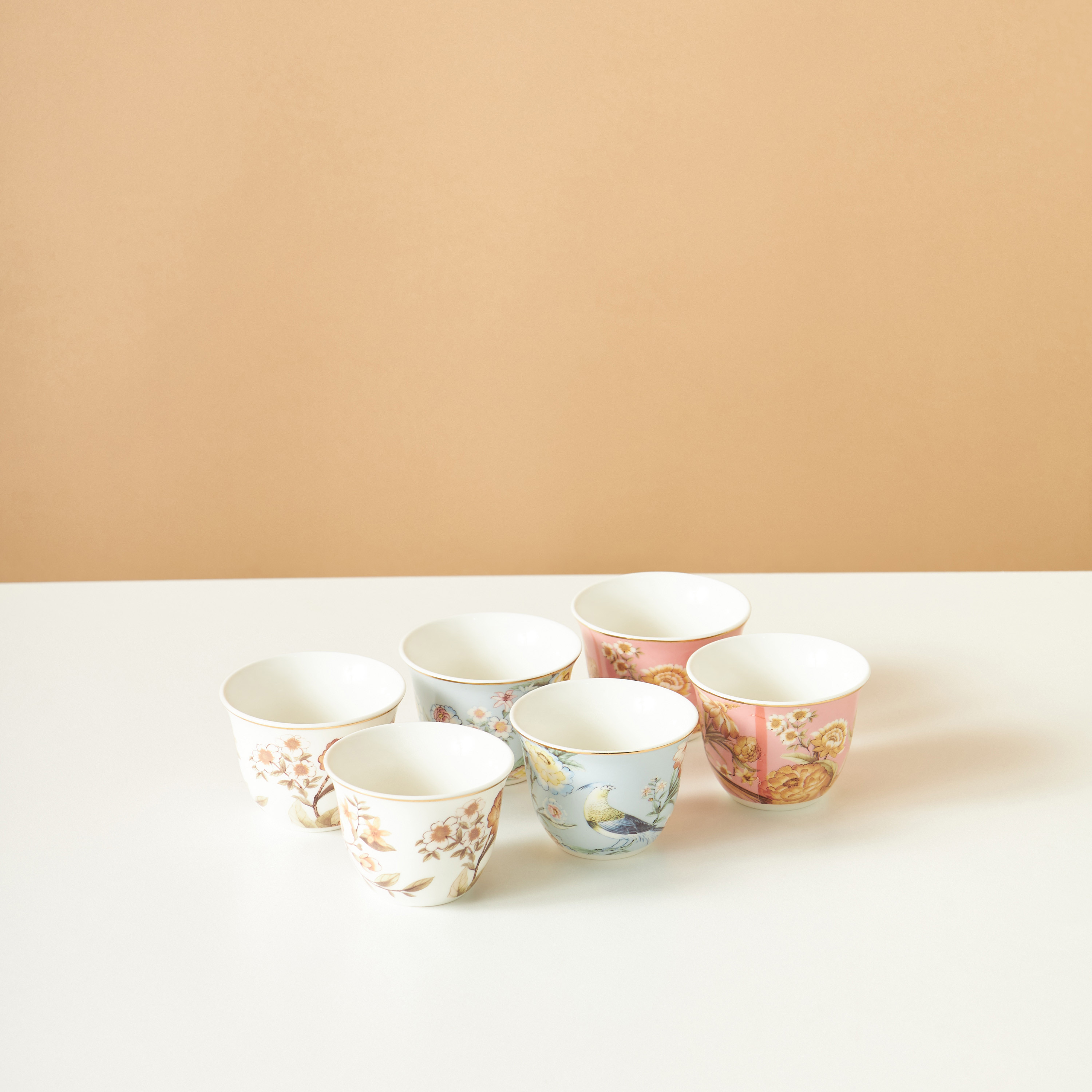 طقم فناجين قهوة خزف صيني بطبعات - 6 قطع-household-dining-teaandcoffee-teaandcoffeesets-image-4