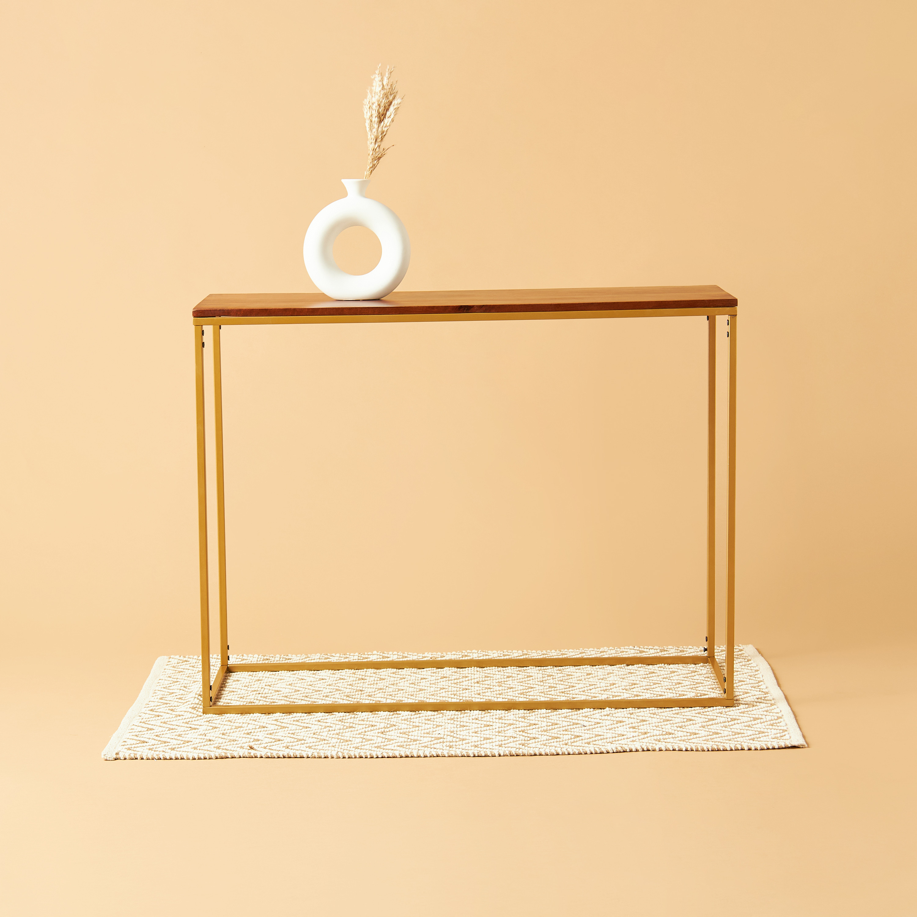 Rectangular Wooden Top Console Table - 102x36x76 cms-furniture-livingroom-consoletablesandmirrors-image-1