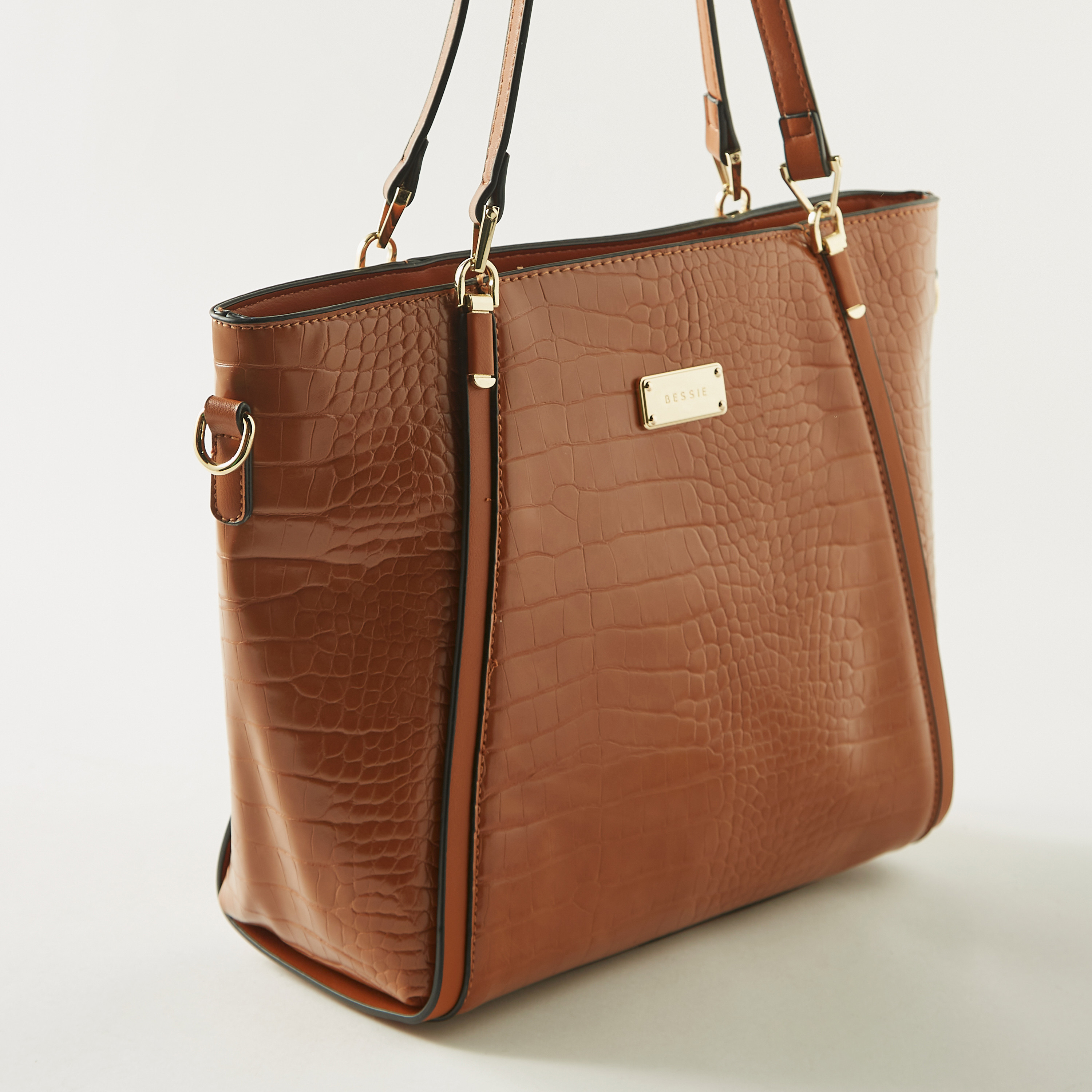 Shop Bessie London Textured Tote Bag with Detachable Strap