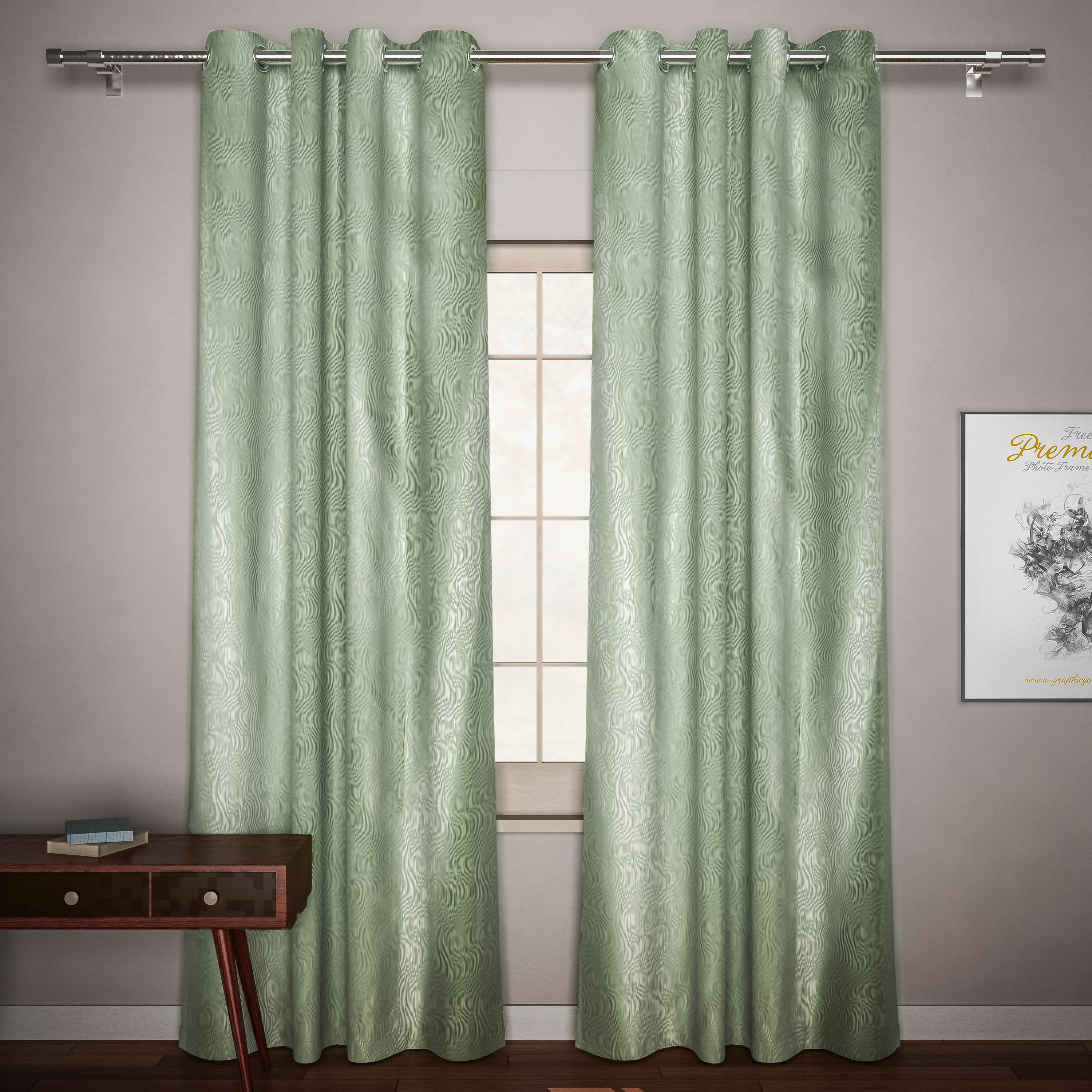 Jacquard Curtain with Eyelet - 135x240 cms-household-windows-curtains-image-1