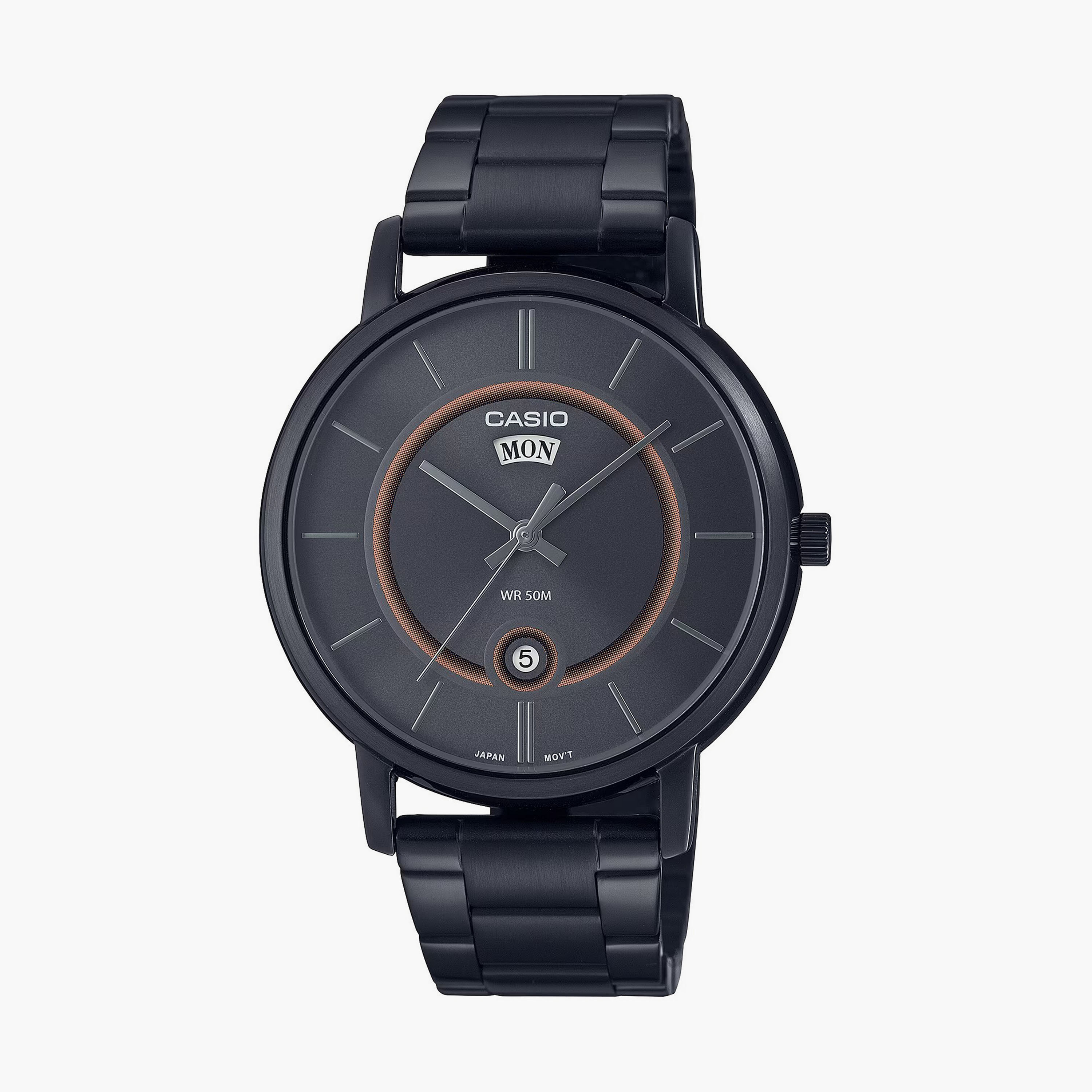 MTP-B120B-8AVDF | ساعة أنالوج سوداء بسوار ستانلس ستيل من كاسيو للرجال-men-watchesandjewellery-watches-image-1